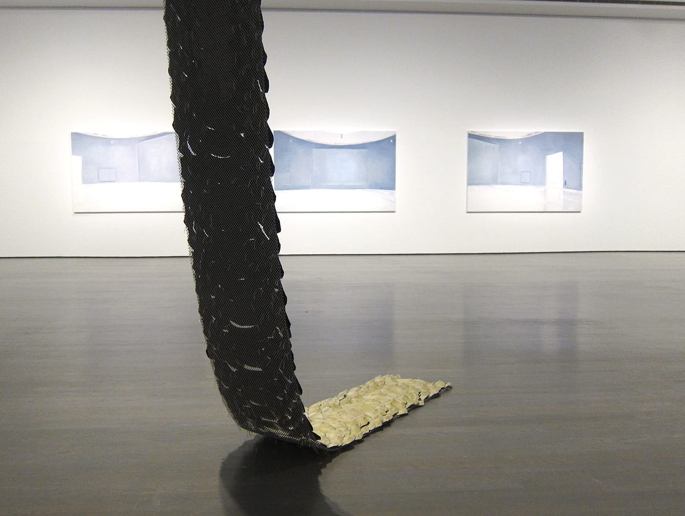 Detail of "Snake 4" by Elaine Cameron-Weir and paintings by Luc Tuymans