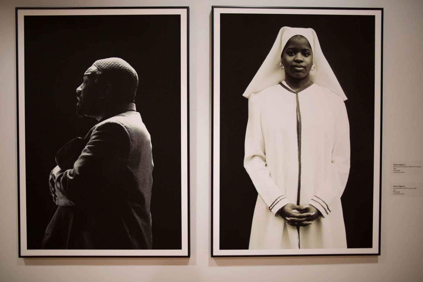 Installation view of two photographs by Chester Higgins jr.