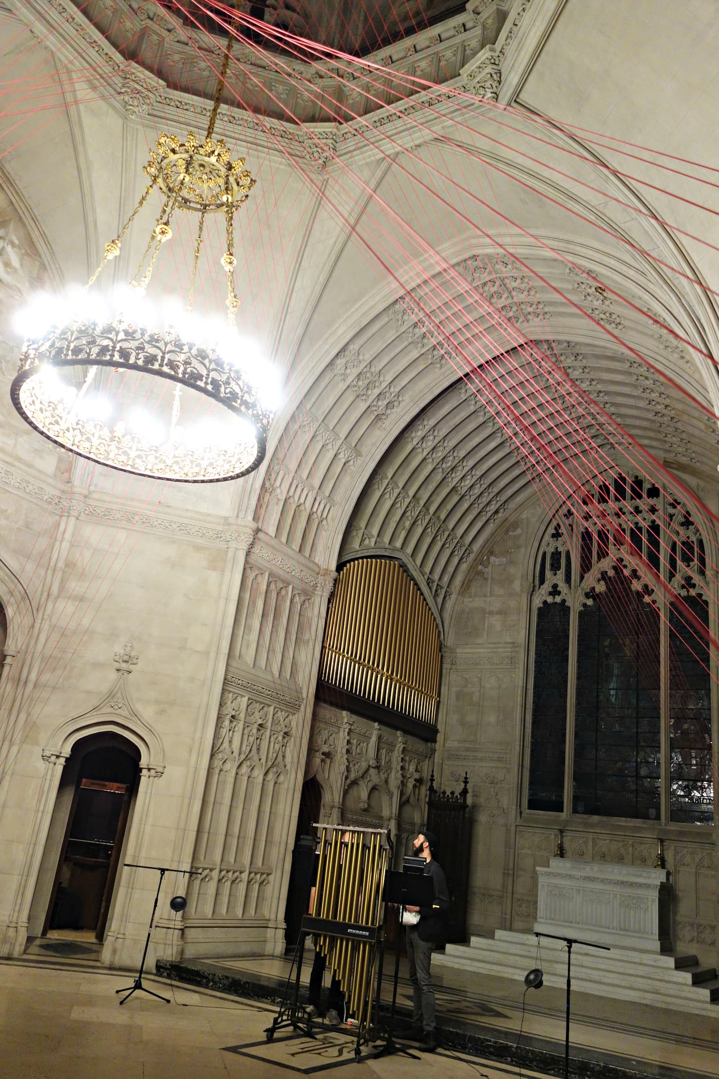 Installation view of 'unSeen Green' by Aaron Asis in the Green-Wood Cemetery Chapel
