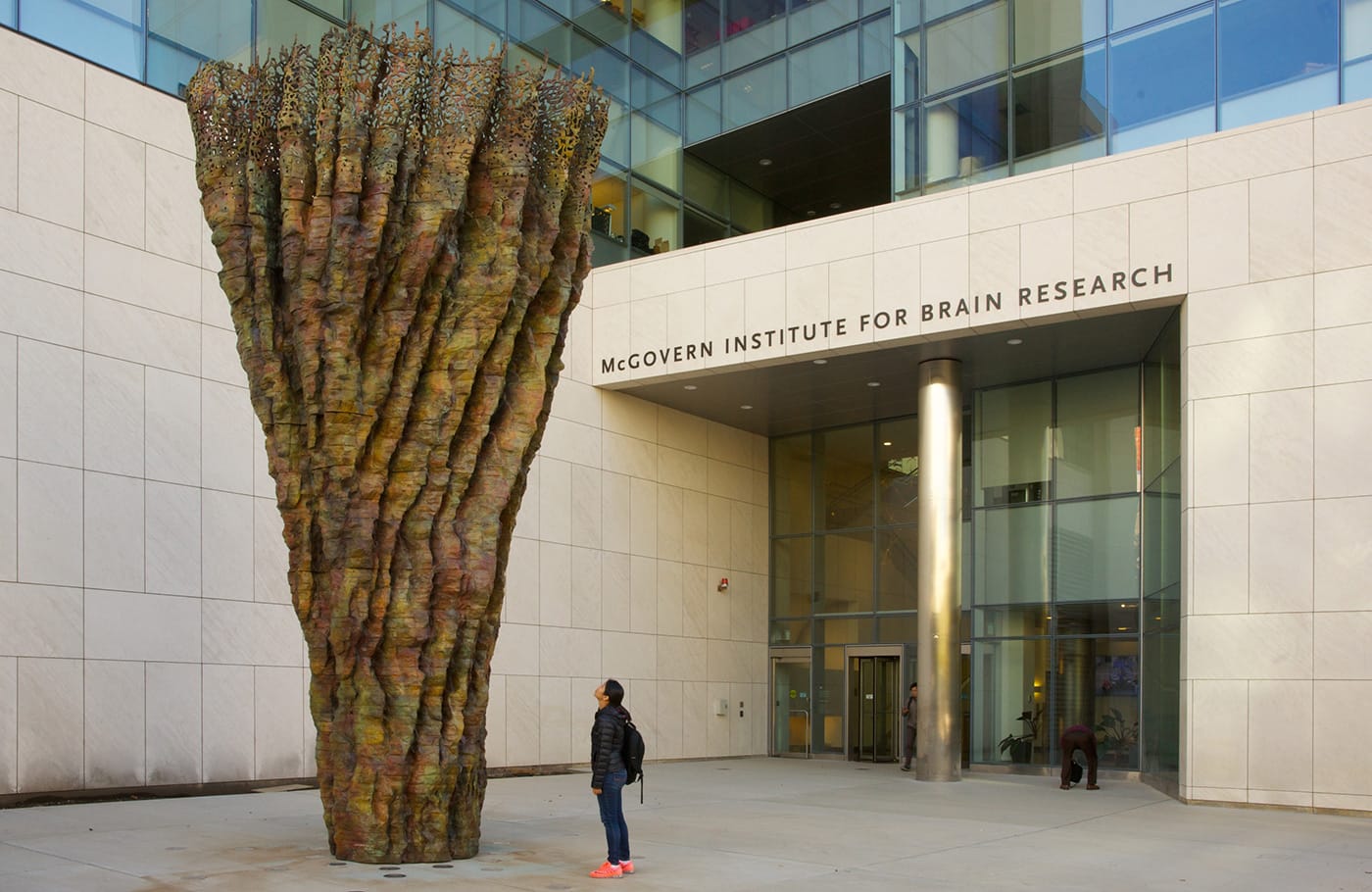 Ursula von Rydingsvard's bronze "SCIENTIA" (2016) sculpture is the latest edition to MIT's public art collection. It is located at 550 Main Street (Cambridge, MA) and is situated in front of the university's McGovern Institute for Brain Research. (A gift commissioned by Lore Harp McGovern for the McGovern Institute for Brain Research and the Public Art Collection of the Massachusetts Institute of Technology, photo: Jerry L. Thompson)