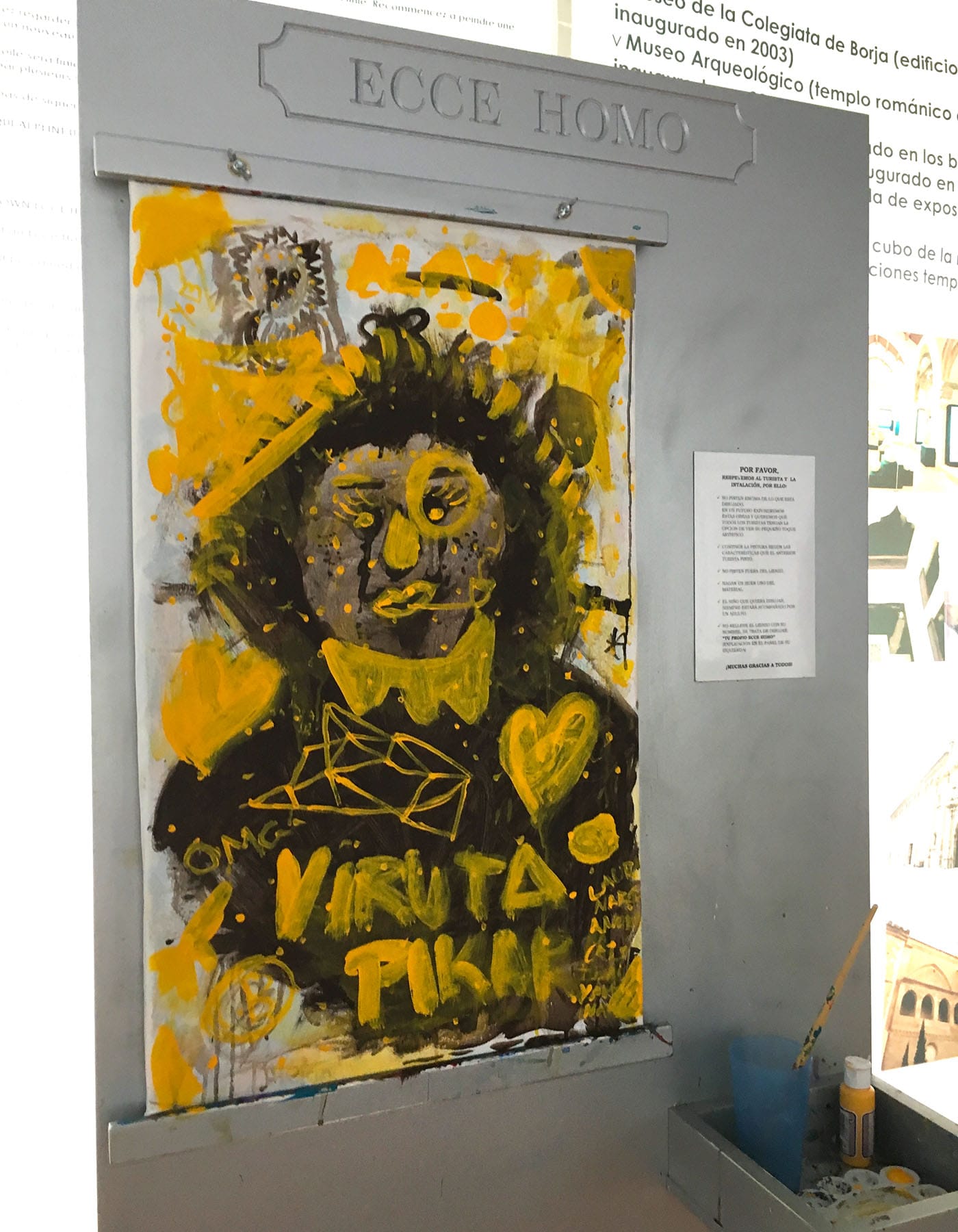 Visitors can paint a Monkey Jesus on top of someone else’s Monkey Jesus to see what that feels like.