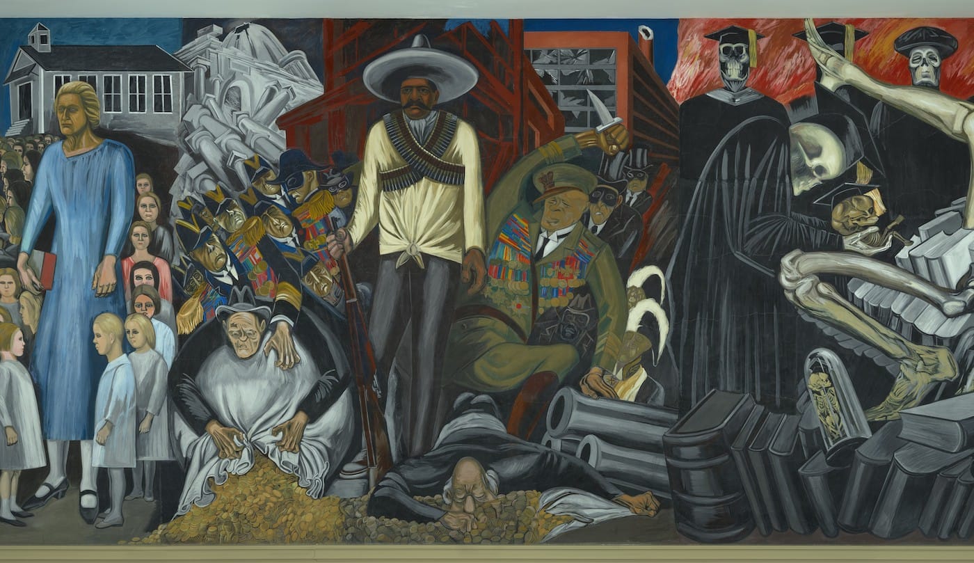 José Clemente Orozco, "The Epic of American Civilization" (wall mural detail, 1932–34), Hood Museum of Art, Dartmouth College, commissioned by the trustees of Dartmouth College (© Jose Clemente Orozco/Artists Rights Society, ARS, New York/SOMAAP, Mexico City)