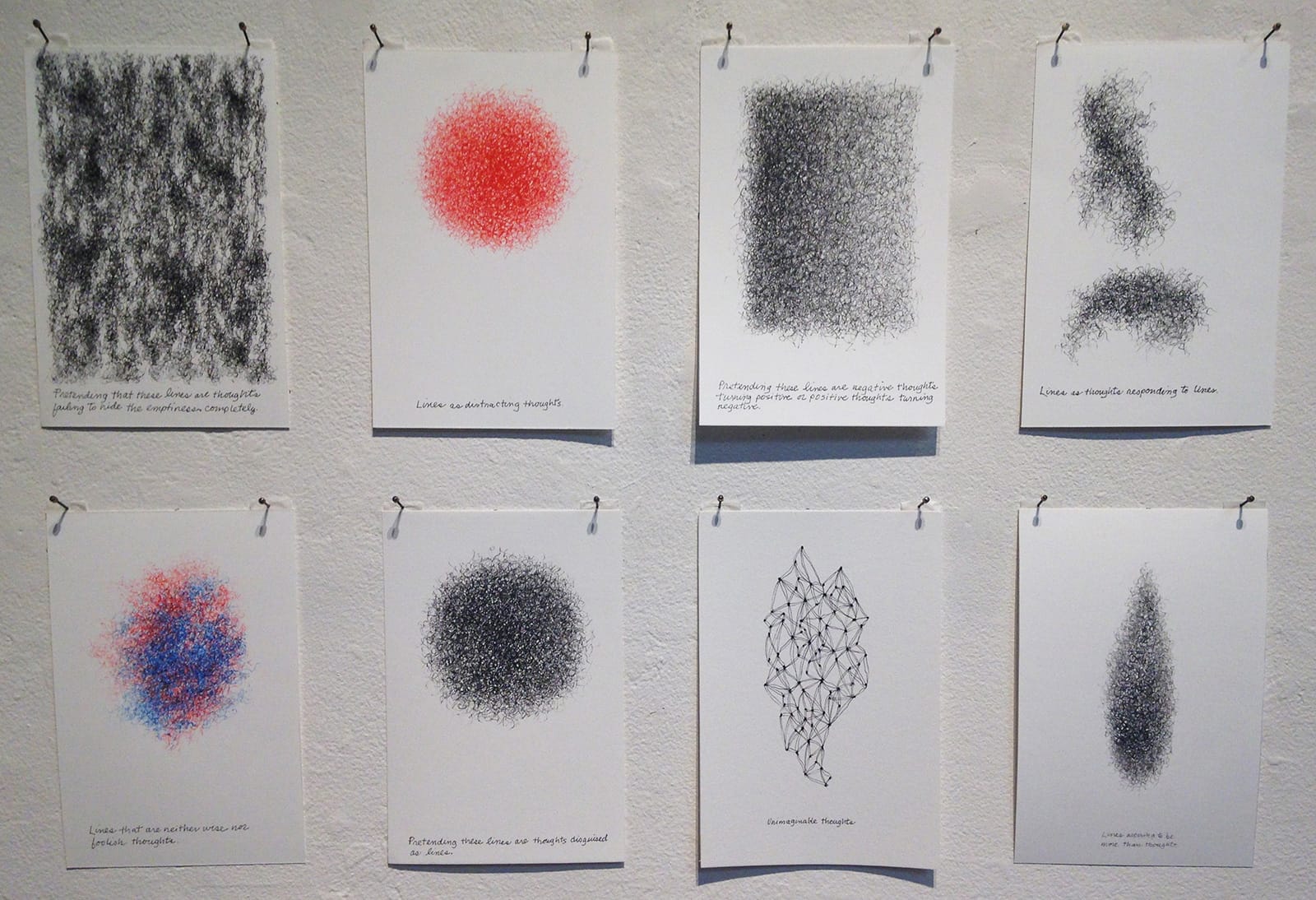 Roberta Allen, "Thinking About Thoughts," installation view (all photos by the author for Hyperallergic)