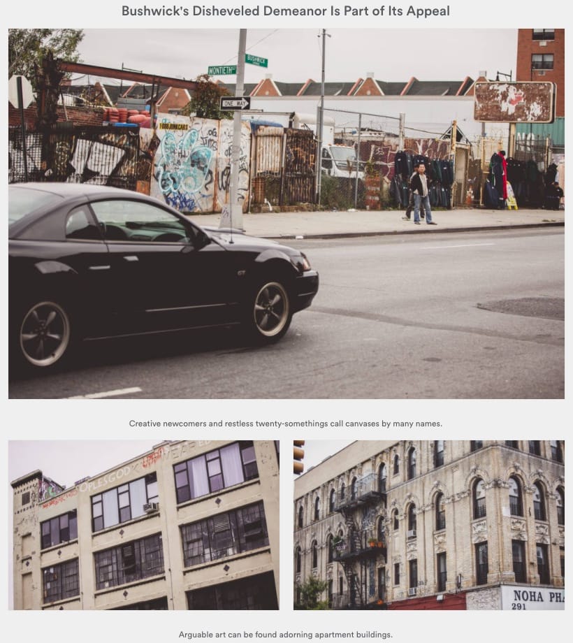 The Airbnb page for Brooklyn's Bushwick neighborhood proclaims: "Creative newcomers and restless twenty-somethings call canvases by many names." (screenshot via Airbnb)