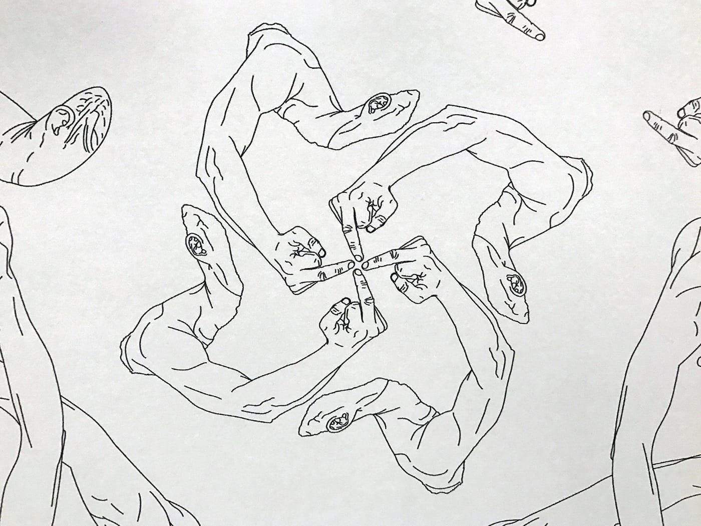 Detail of the wallpaper in the main gallery at the uptown Mary Boone Gallery