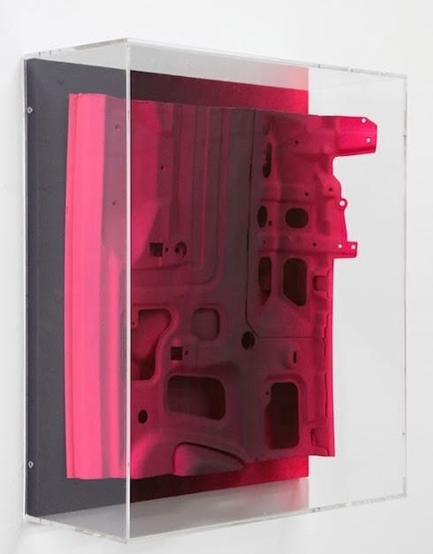 Jan Albers, "rUby" (2016), metal, wood, spray paint, 63 x 55 x 23 cm. (via http://1301pe.com, Courtesy VAN HORN, Dusseldorf)