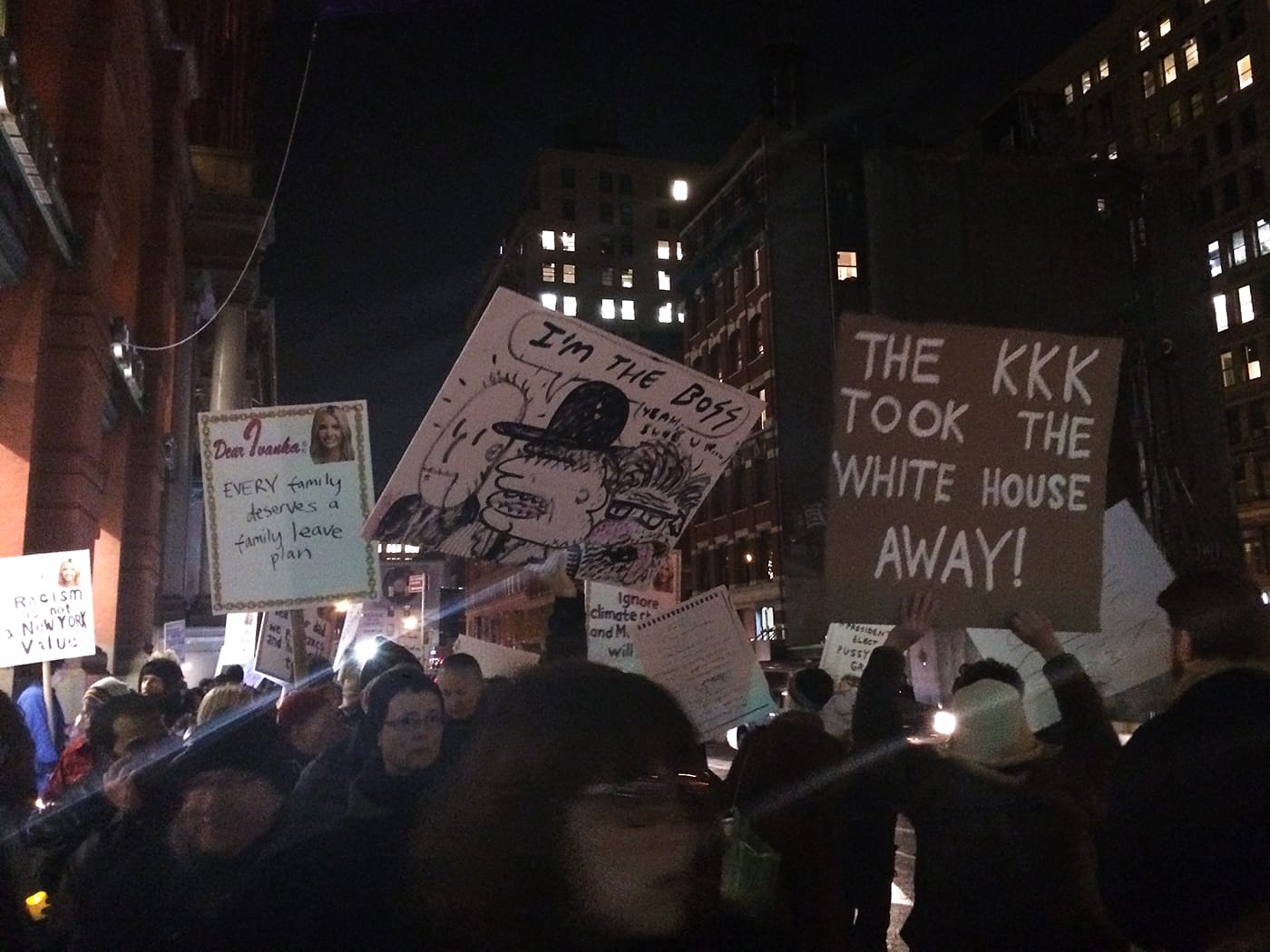 #DearIvanka protestors outside the Puck Building