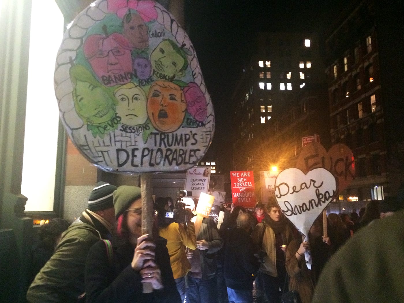 #DearIvanka protestors outside the Puck Building