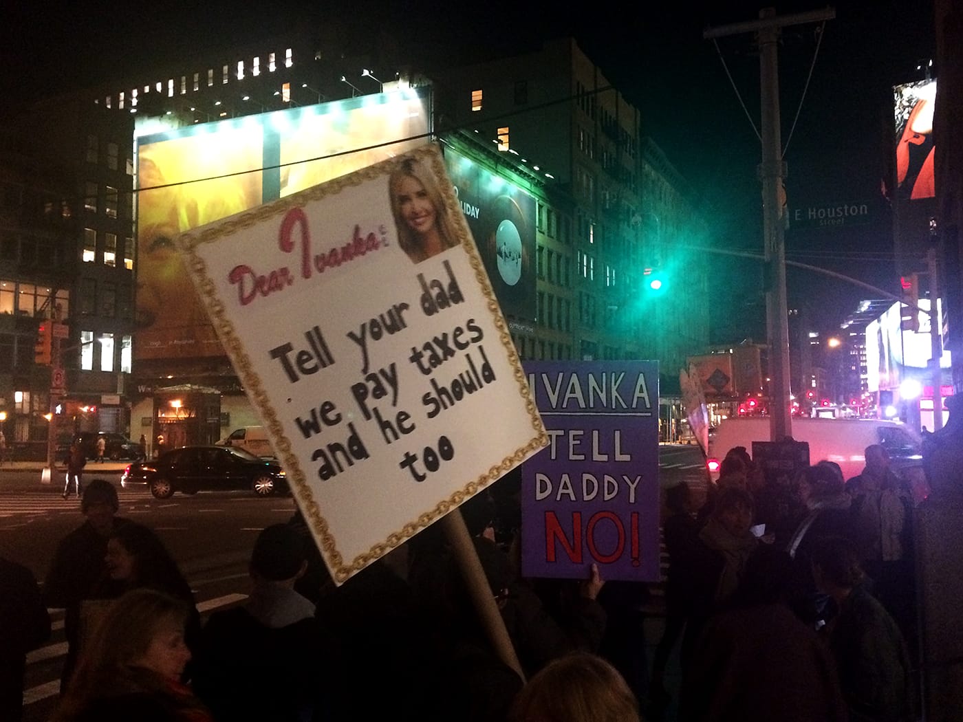 #DearIvanka protestors outside the Puck Building
