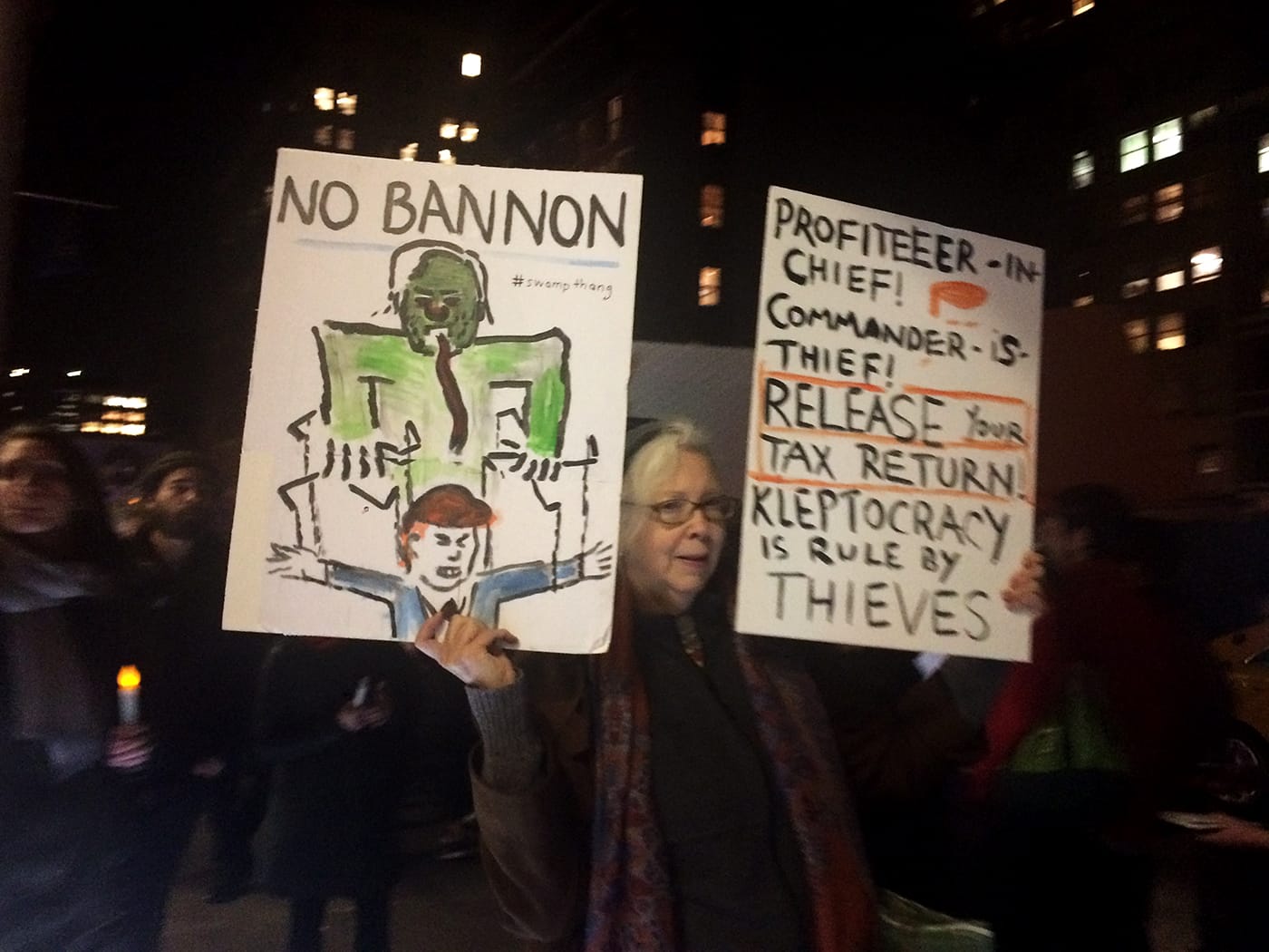 Artist Becky Howland at the #DearIvanka protest 