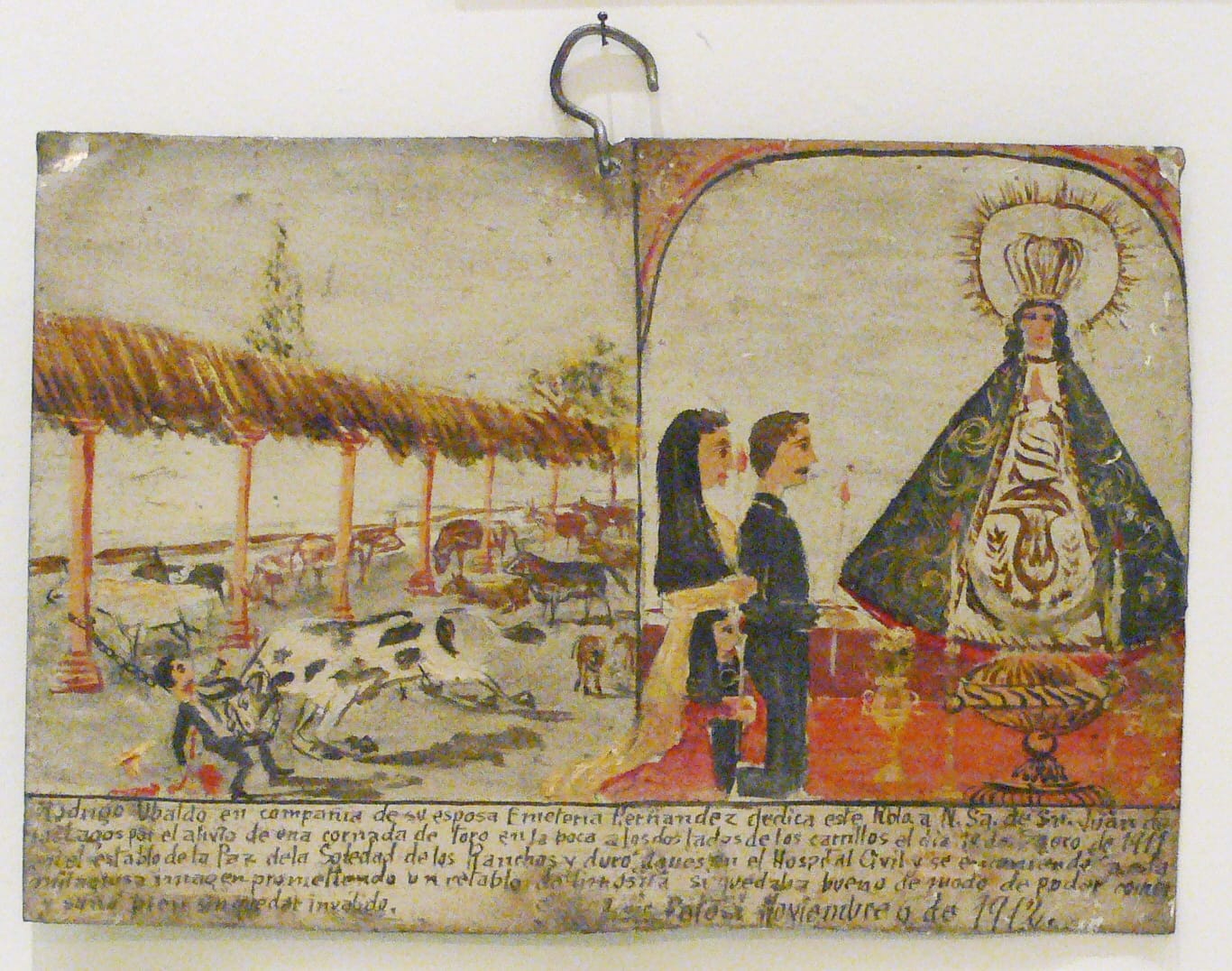 Votive painting from 1912 for Our Lady of San Juan de los Lagos, Mexico, for surviving an animal attack (photo by Andreas Praefcke/Wikimedia)