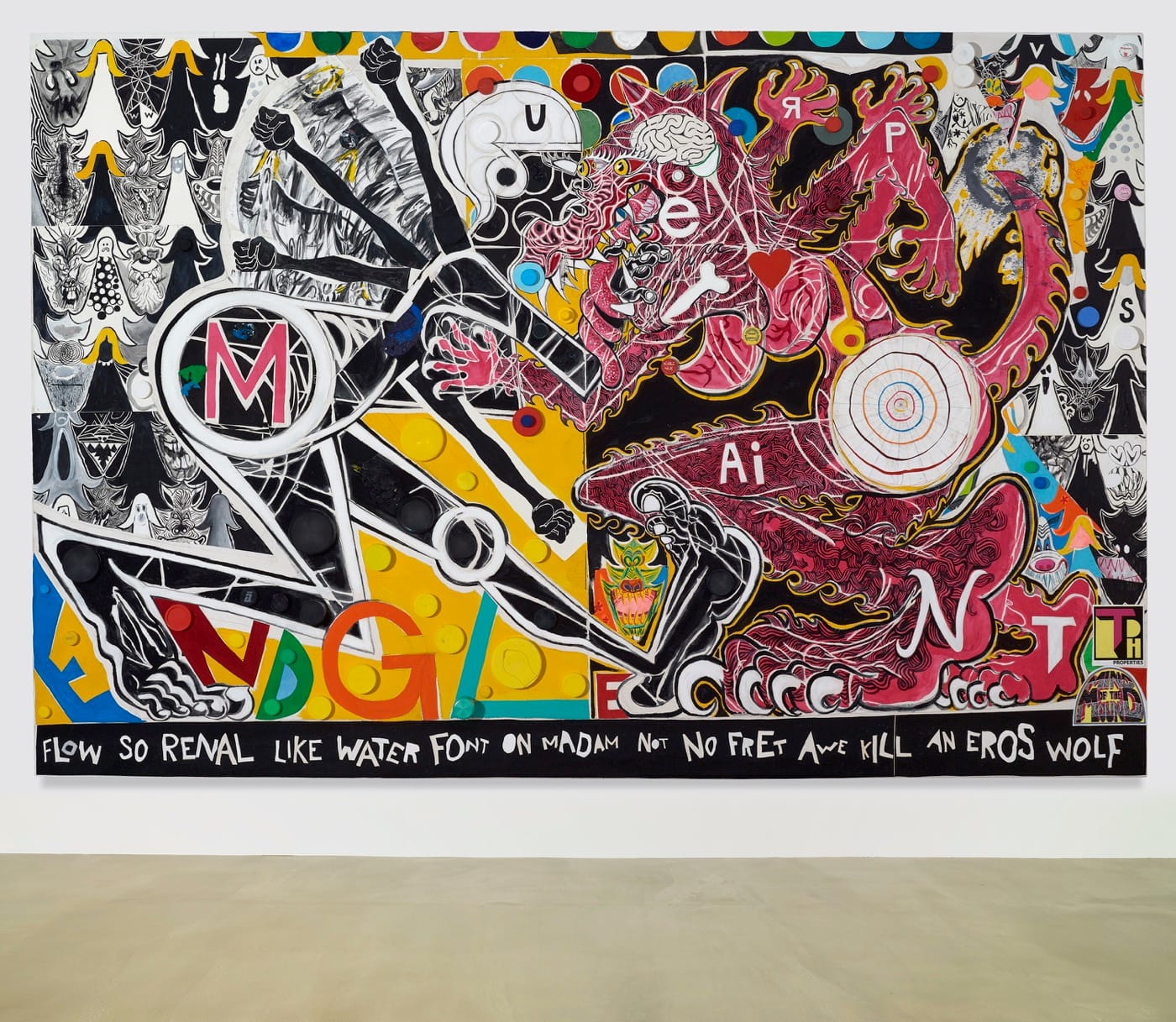 TRENTON DOYLE HANCOCK The She Wolf Amongst Them Fed Undom's Conundrum 2016 Acrylic and mixed media on canvas 72 x 108 x 4 ½ in. 