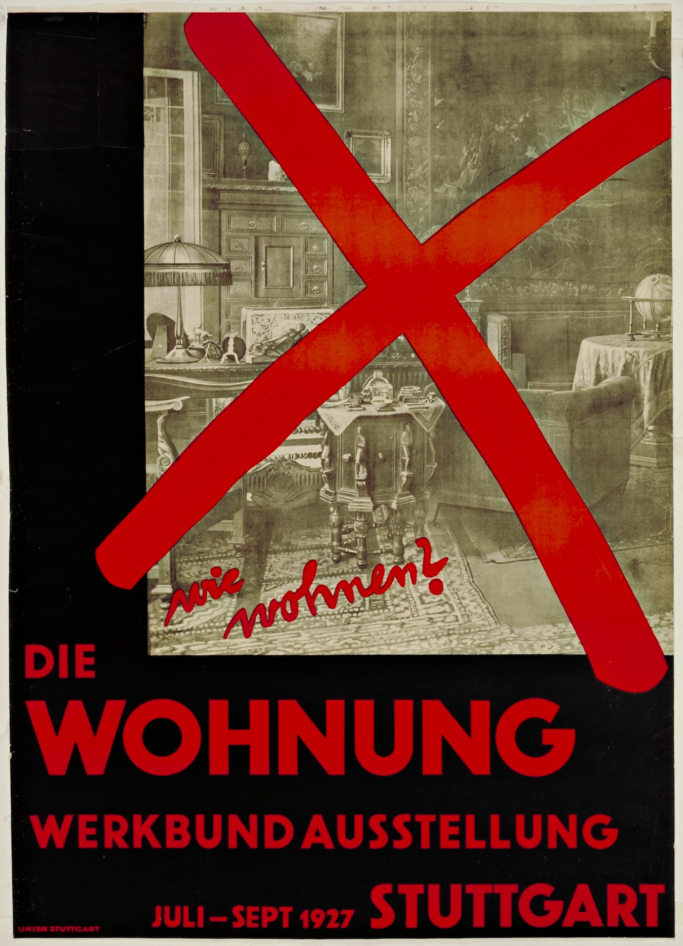 "Willi Baumeister. wie wohnen? Die Wohnung" ("How Should We Live? The Dwelling"), poster for an exhibition organized by the Deutsche Werkbund at the Weissenhofsiedlung, Stuttgart, Germany (1927), lithograph (courtesy the Museum of Modern Art, gift of Philip Johnson)
