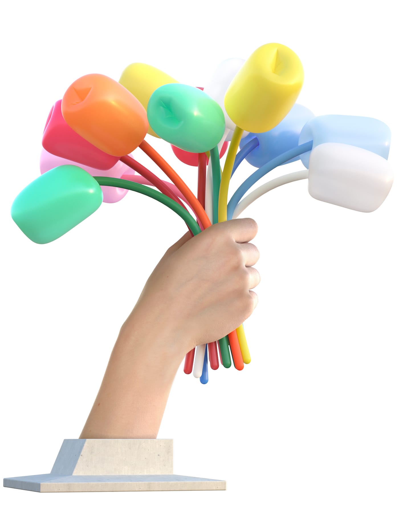 Jeff Koons, "Bouquet of Tulips" (2016), polychromed bronze, stainless steel, and aluminum; sculpture dimensions: 34 ft 1 1/2 in, (38 ft 3 in with base); width: 27 ft 3/4 in; depth: 33 ft 4 3/8 in (image © Jeff Koons, courtesy Noirmontartproduction)