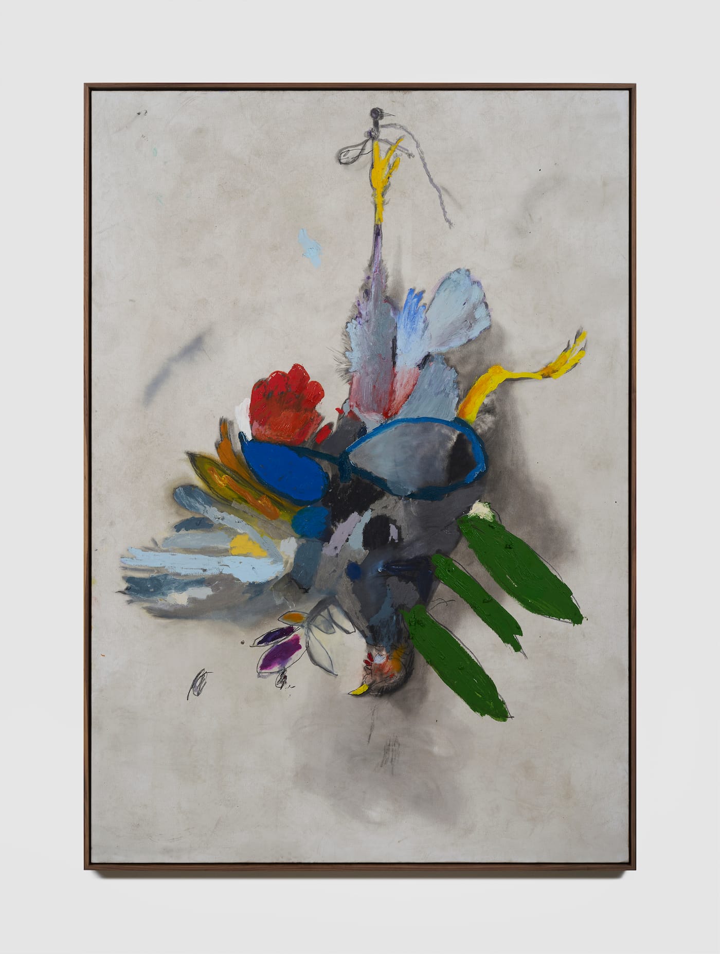 Marc Horowitz, "The thermal shows this weird aura around the exoskeleton" (2015), oil, oil stick, watercolor, liquid vinyl, charcoal on canvas in artist's frame, 167.6 x 116.8cm