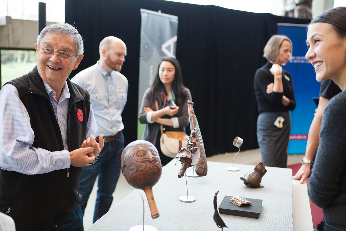 The donated objects are presented at the Gallery of Northwest Coast Masterworks announcement
