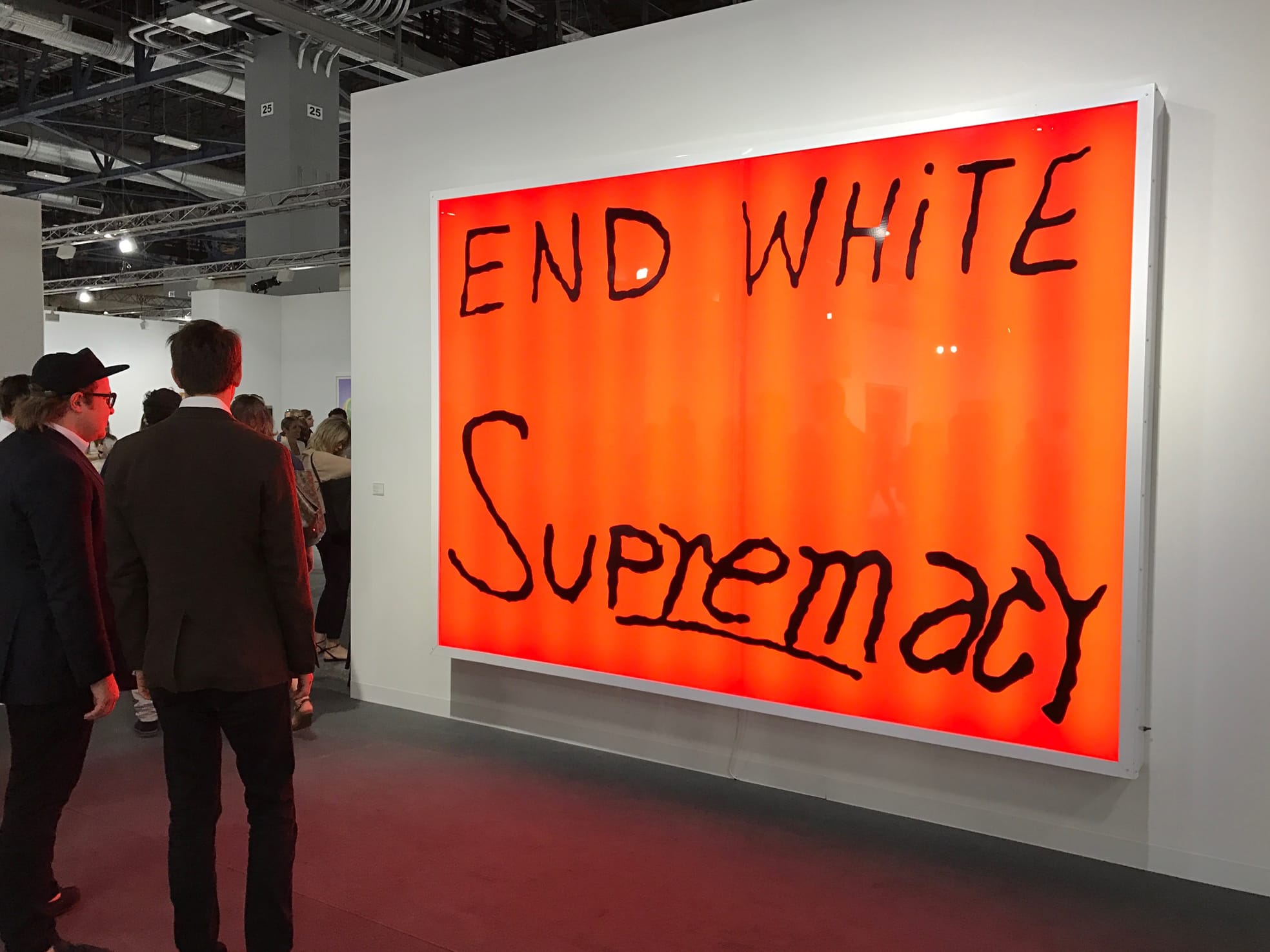 Sam Durant, “End White Supremacy” (2008) at Blum & Poe’s booth at Art Basel Miami Beach 2016 (photo by Hrag Vartanian/Hyperallergic)