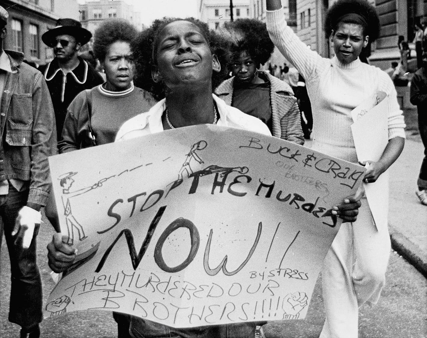 Ken Hamblin, "Detroit Police Headquarters, Beaubien Street" (1971), Fifth Estate photo (Joseph A. Labadie Collection, Special Collections Library, University of Michigan)