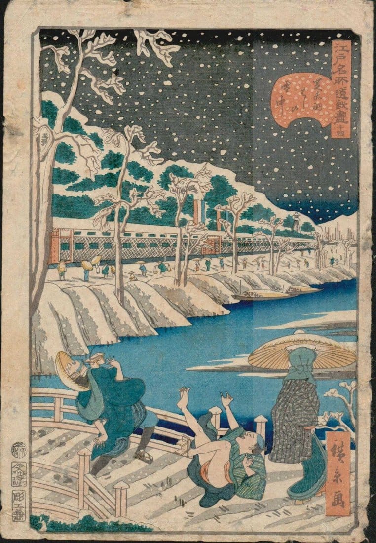 utagawa-hirokage-falling-in-snow-1860