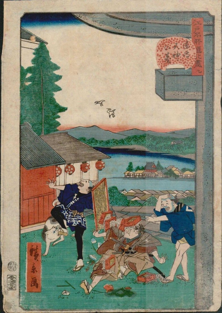 utagawa-hirokage-soba-noodles-fall-on-samurais-head