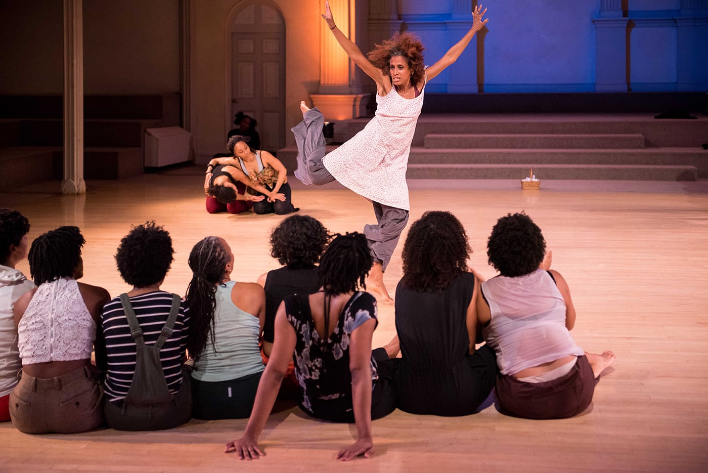 Nia Love, performing in the skeleton architecture, or the future of our worlds, Danspace Project. Photo: Ian Douglas/courtesy Danspace Project.