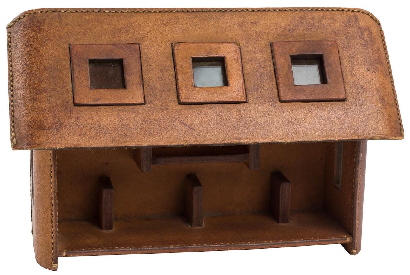  Osami Nakao's small house-like, leather bookcase for miniature books