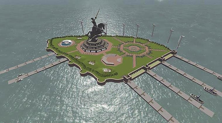 Rendering of the Chhatrapati Shivaji monument under construction (via change.org)