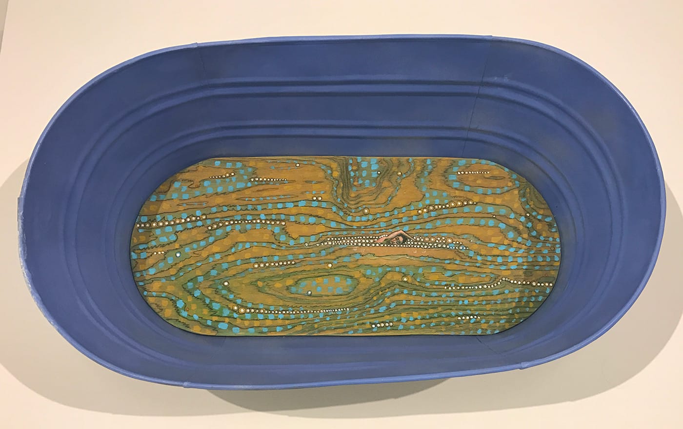 Luis Cruz Azaceta, "Swimming to Havana" (2010), metal tub, enamel, wood, acrylic, 10 1/2 x 31 1/2 x 18 in