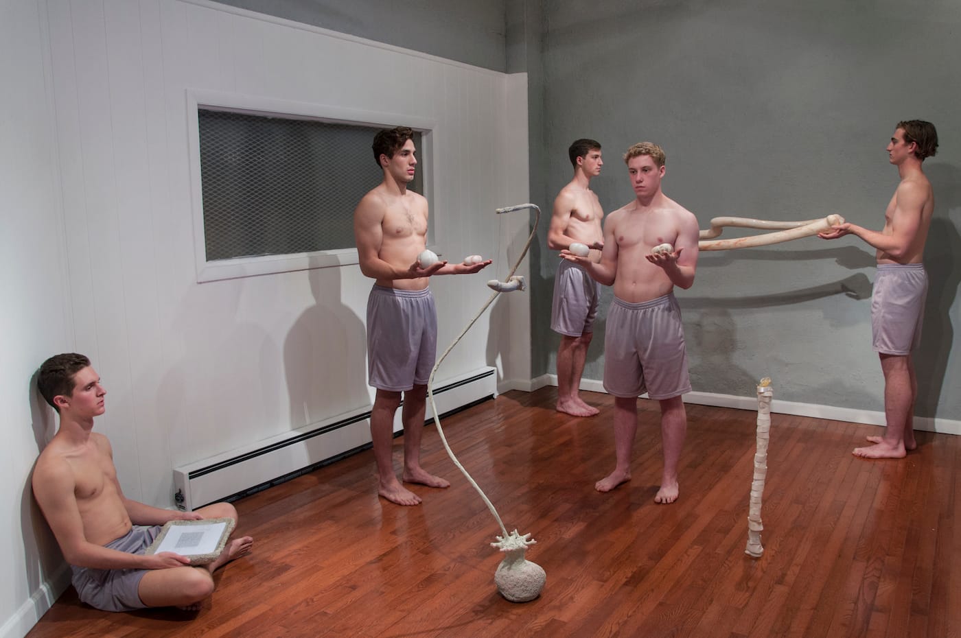 Catalina Ouyang, <em/>an elegy for Marco installation view during opening night performance at Millitzer Gallery, St. Louis, Missouri