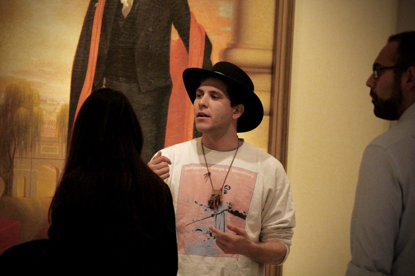 DeLesslin George-Warren leading an "Indigenous Corps of Discovery" tour at the National Portrait Gallery in Washington, DC
