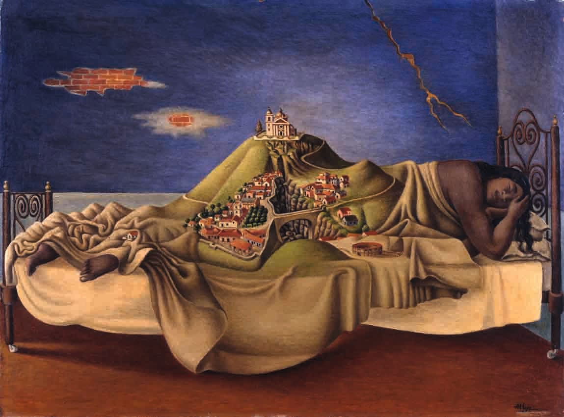 Antonio "El Corcito" Ruiz, "Le Rêve de la Malinche" (1939, oil on masonite, Mexico, Galería de Arte Mexicano (courtesy Galería de Arte Mexicano, © photo INBA/Museo Nacional de Arte)