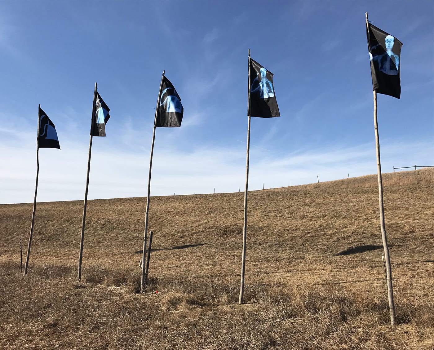 A view of the flags at Standing Rock