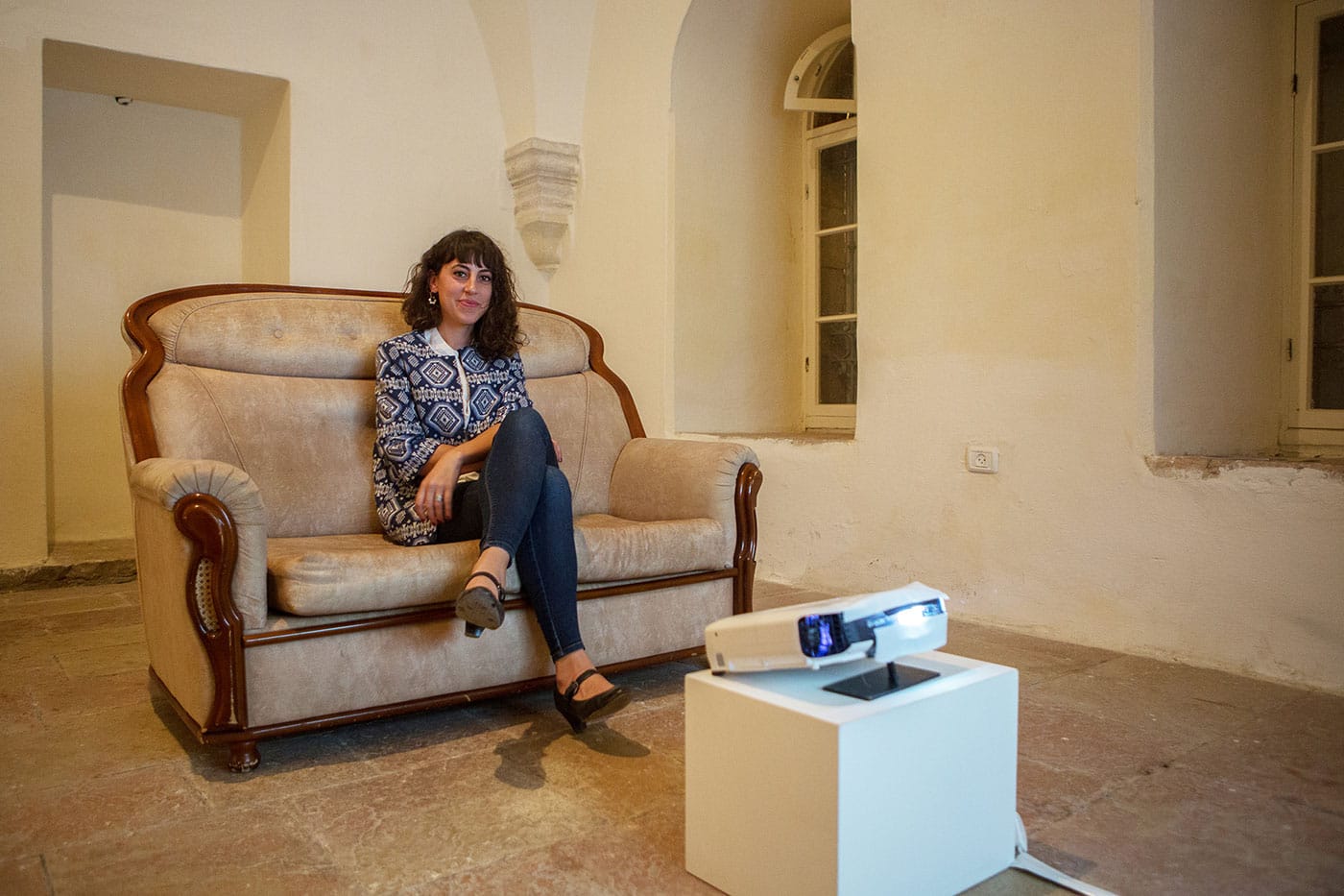 Inas Halabi at the filming location of "Mnemosyne" (© Rafiq Halabi)