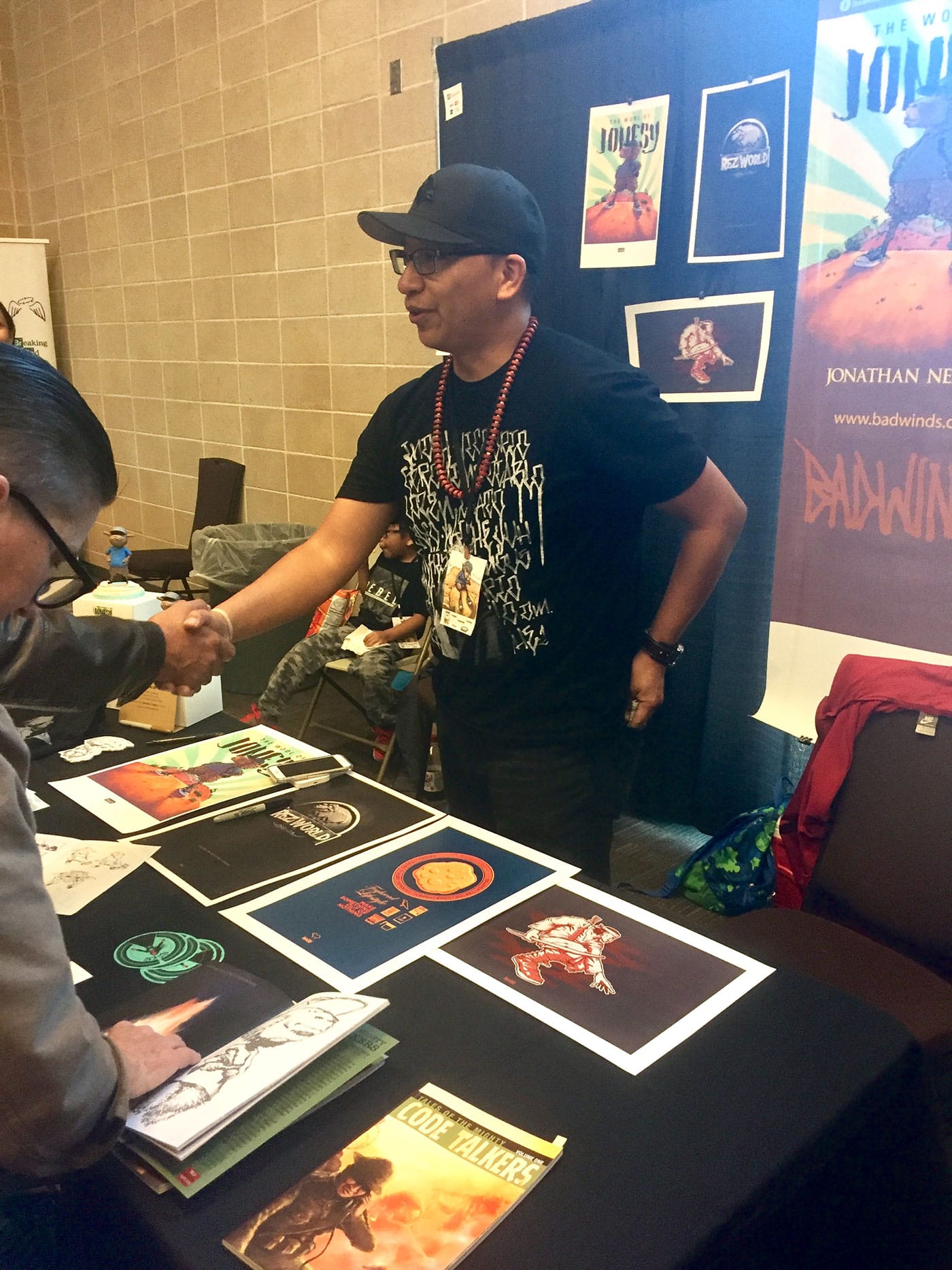 Artist Jonathan Nelson at Indigenous Comic Con