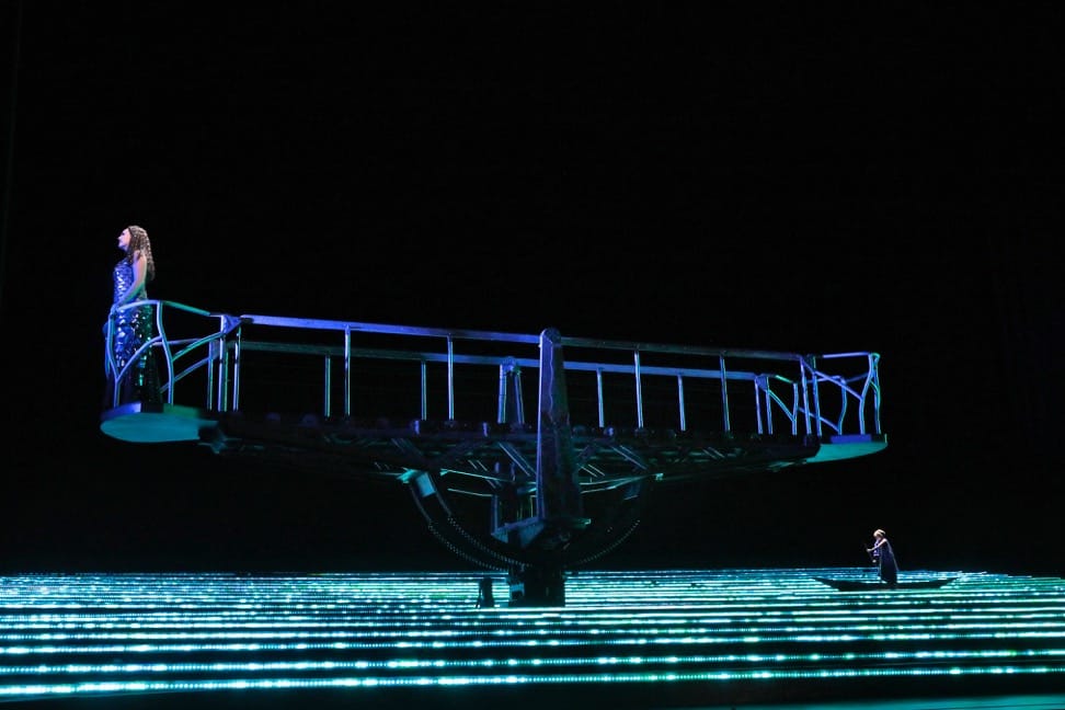 Susanna Phillips as Clémence and Tamara Mumford as the Pilgrim and in Kaija Saariaho's L'Amour de Loin (photo by Ken Howard, courtesy Metropolitan Opera)