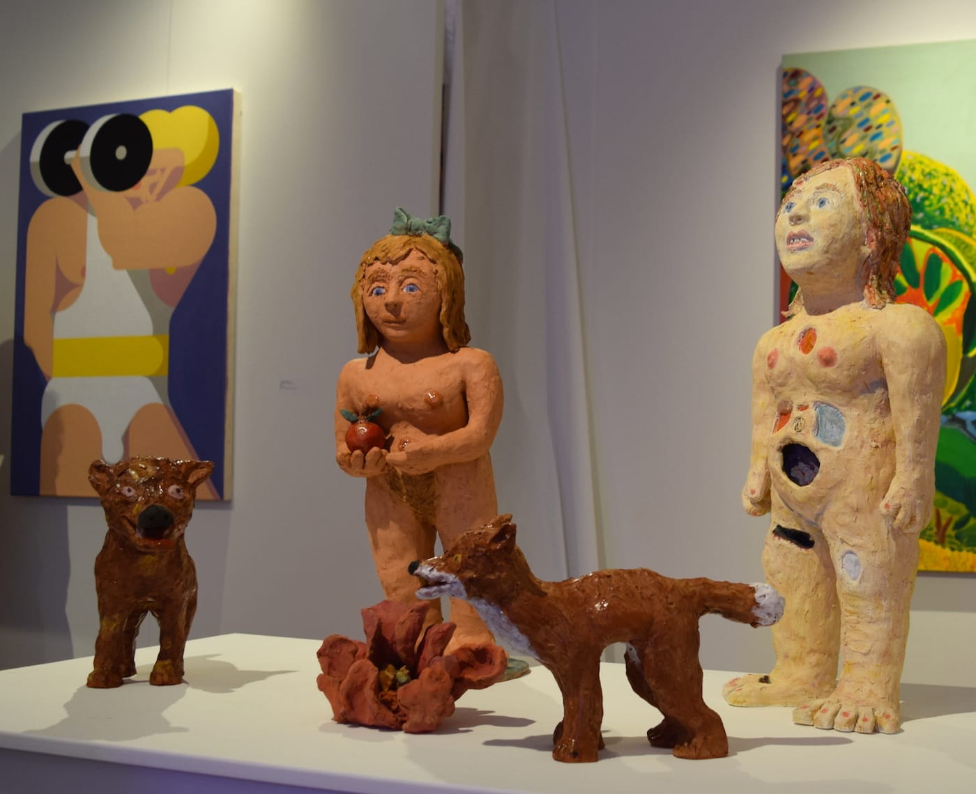 Five clay sculptures from 2016 by Julie Saul in the Rachel Uffner Gallery booth at NADA Miami Beach 2016