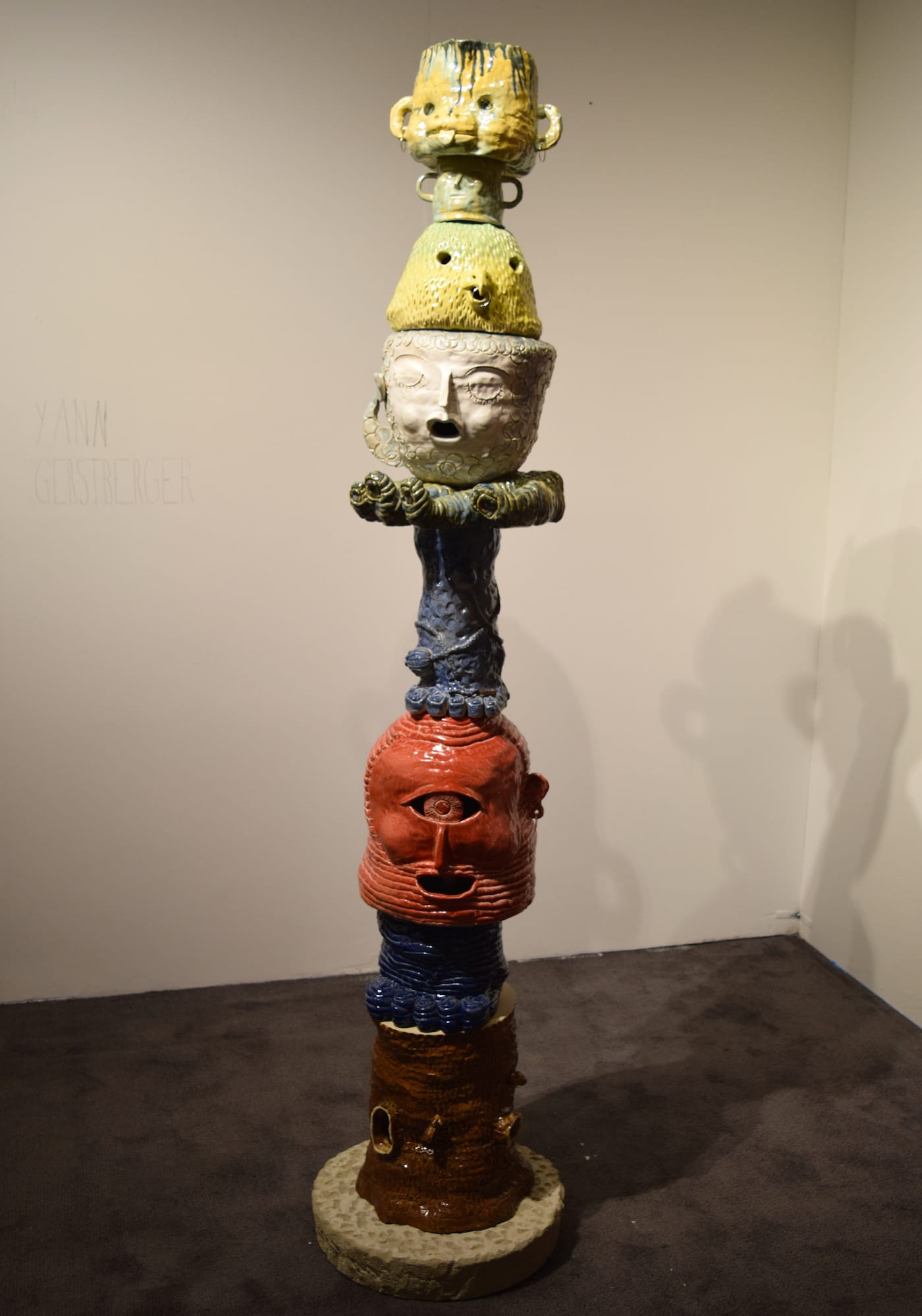 A totemic ceramic sculpture by Eric Croes in the booth of Sorry We're Closed at NADA Miami Beach 2016