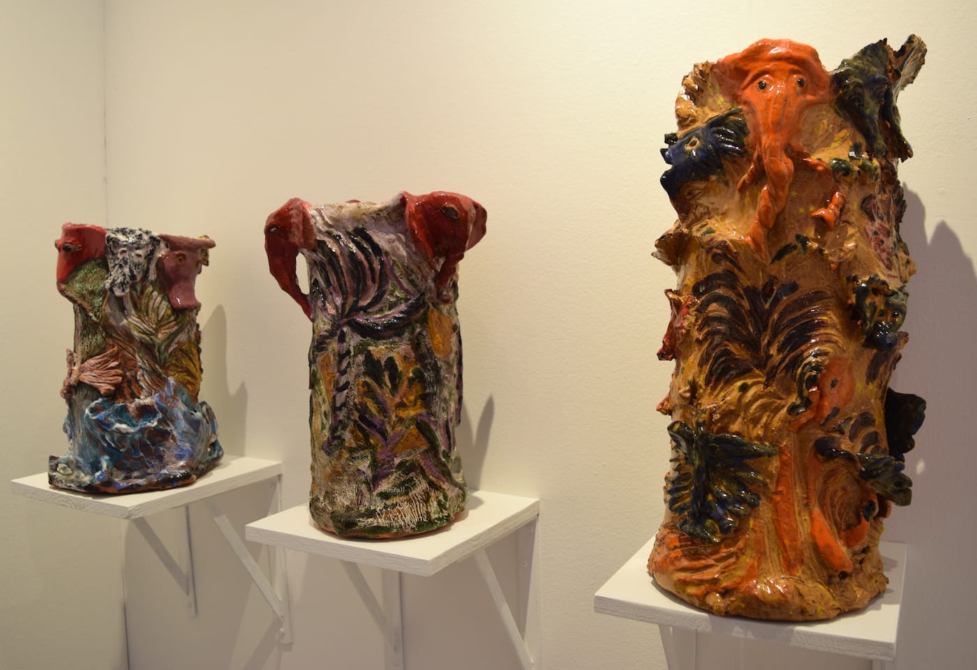 Ceramic vases by Jerry the Marble Faun in Situations gallery's booth at NADA Miami Beach 2016