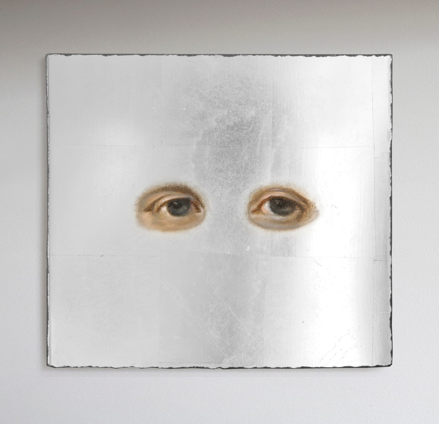 Laurent Grasso, "Studies into the past” (2016), oil and palladium leaf on wood, 8 11/16 x 9 7/16 x 2 3/16 in