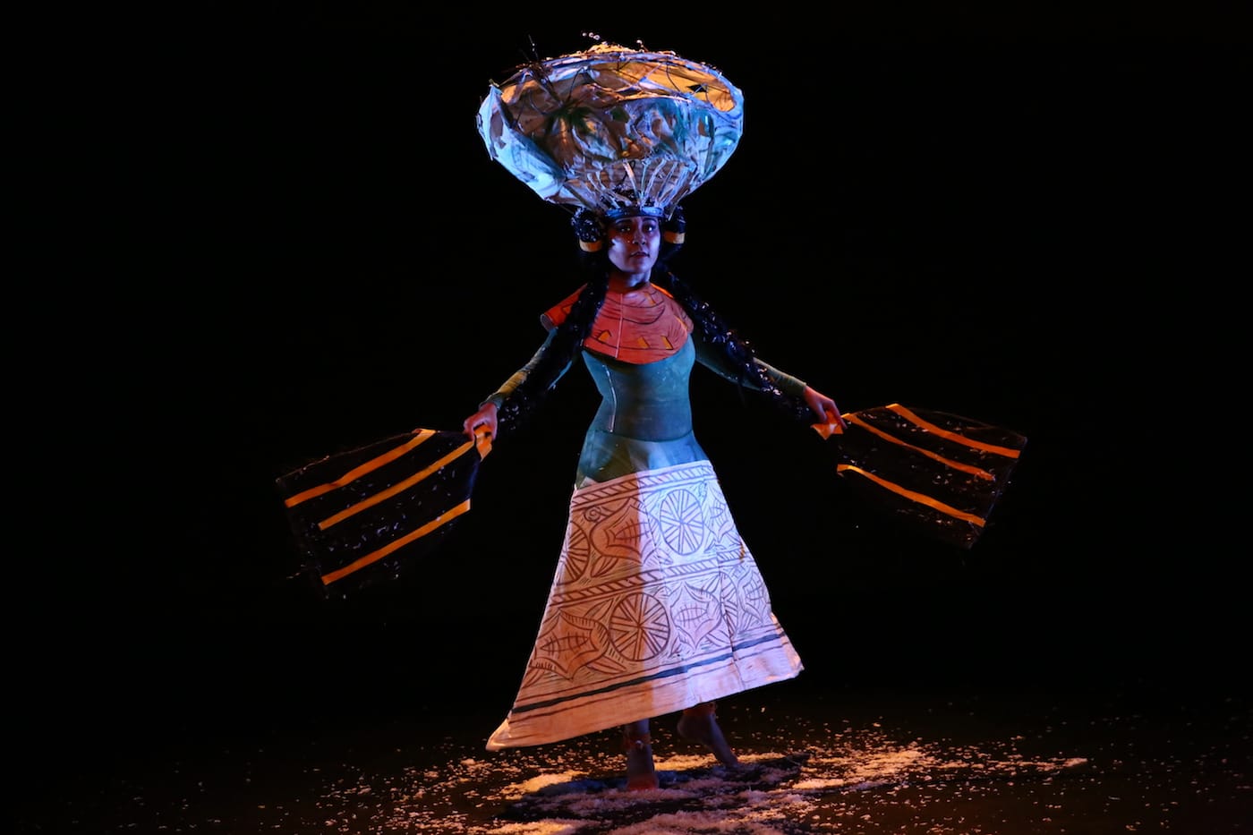 Madison Krekel in Paulina Olowska's <em>Slavic Goddesses: A Wreath of Ceremonies</em> at the Kitchen (all photos by Paula Court)