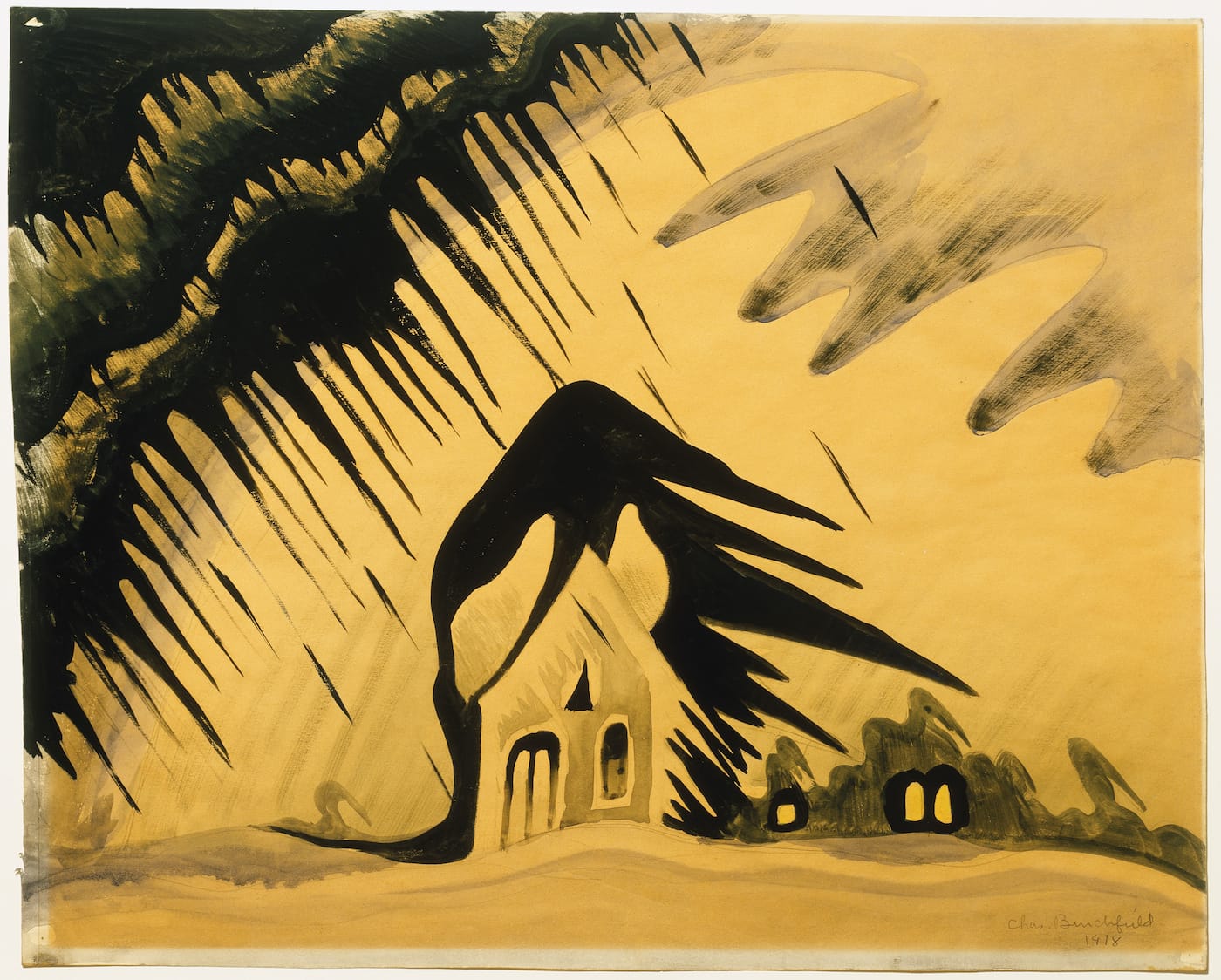 Charles Burchfield, "The East Wind" (1918), watercolor on paper, 18 x 22 1/2 in, Albright-Knox Art Gallery, Buffalo, New York, bequest of A. Conger Goodyear, 1966 (photo courtesy Albright-Knox Art Gallery/Art Resource, NY)