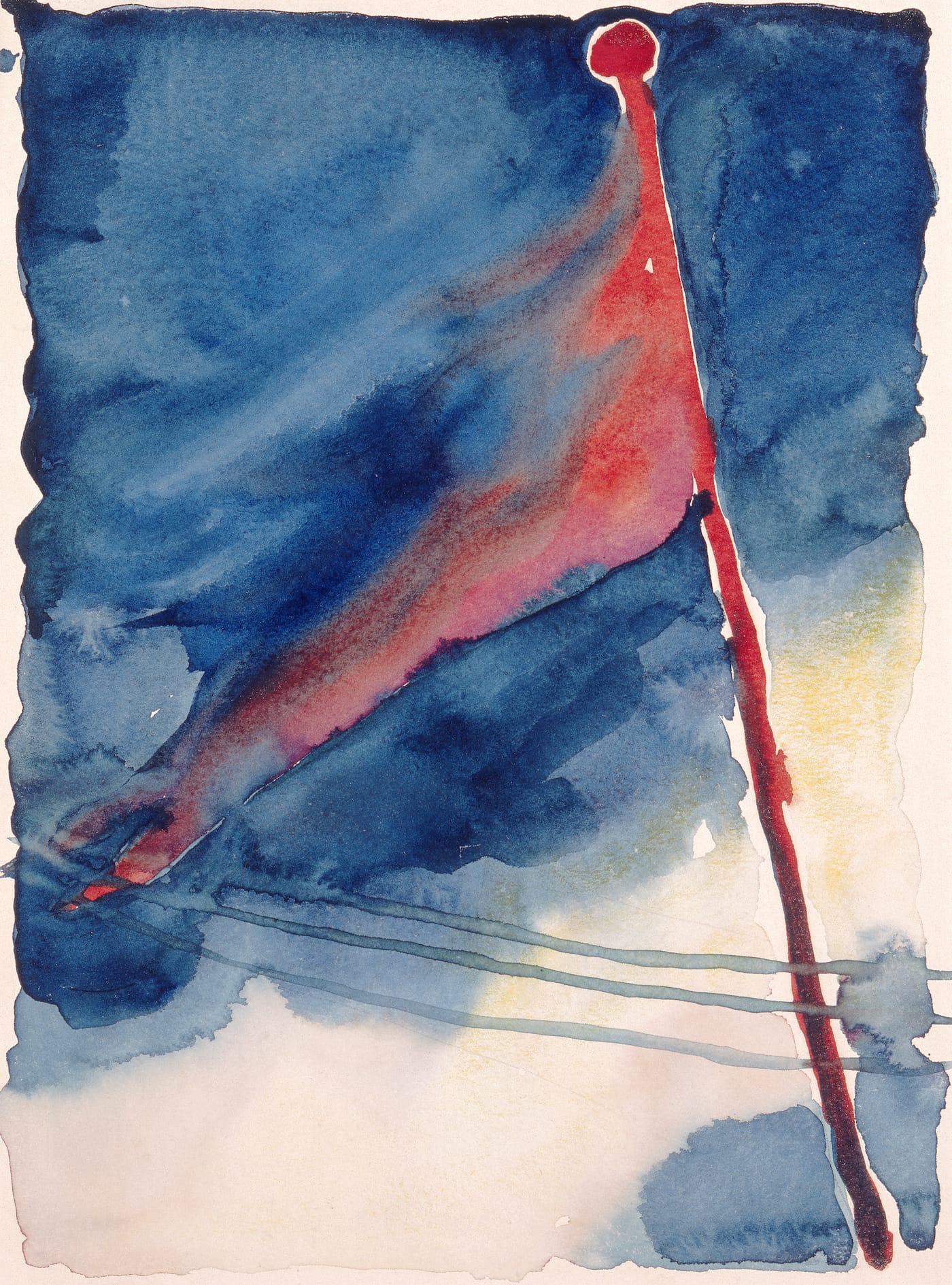 Georgia O’Keeffe, "The Flag" (1918), watercolor on paper, 11 15/16 × 8 3/16 in, Milwaukee Art Museum, gift of Mrs. Harry Lynde Bradley (© 2016 Georgia O’Keeffe Museum/Artists Rights Society, ARS, New York; photo by Larry Sanders)
