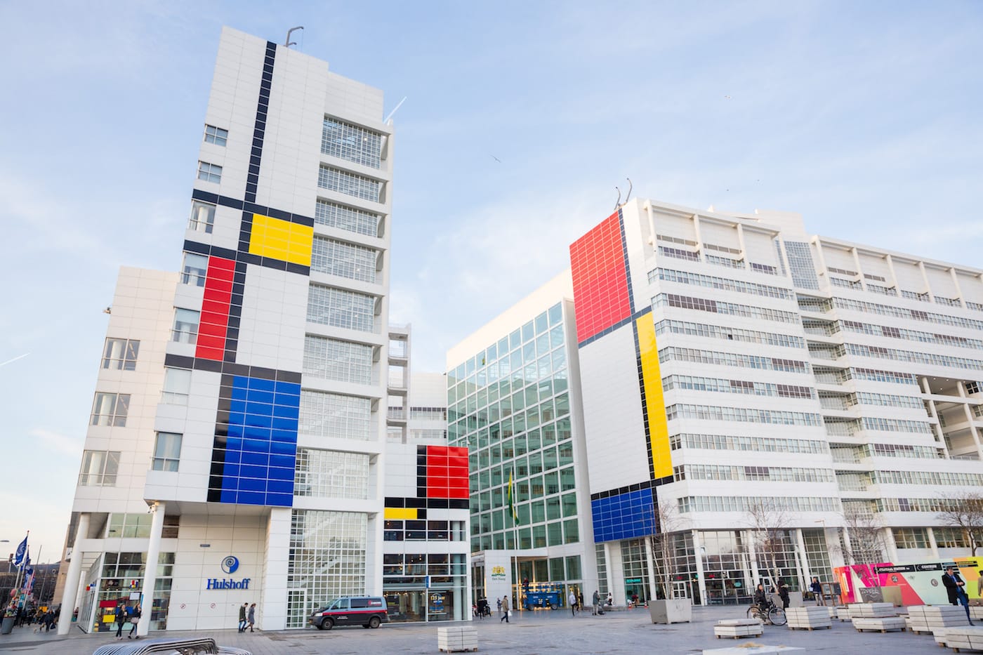 The exterior of The Hague's City Hall building transformed into "the largest Mondrian painting in the world" (all photos courtesy Holland.com)
