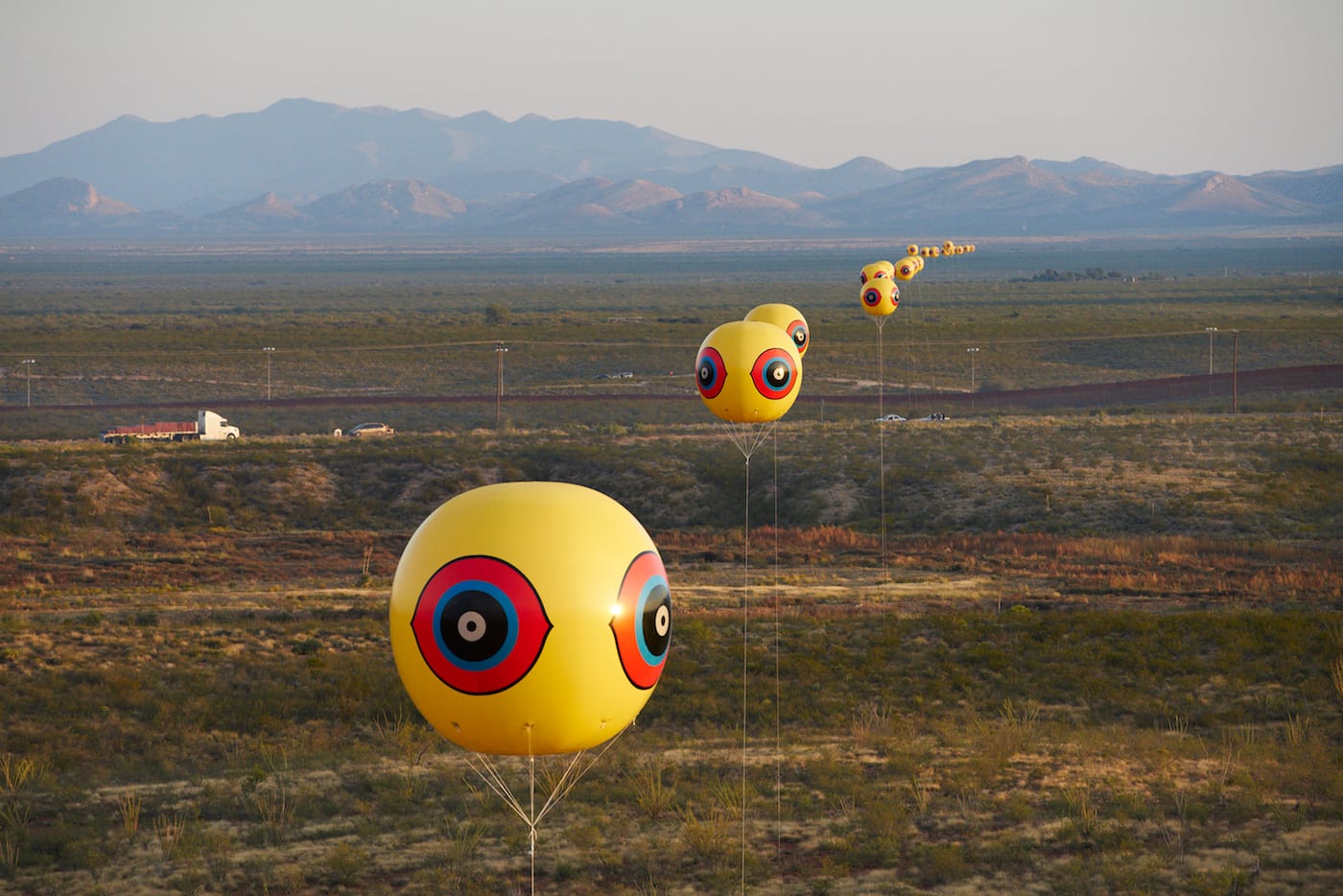 Still from <em>Through the Repellent Fence: A Land Art Film</em> (2017), directed by Sam Wainwright Douglas (photo by Michael Lundgren, courtesy of Postcommodity)