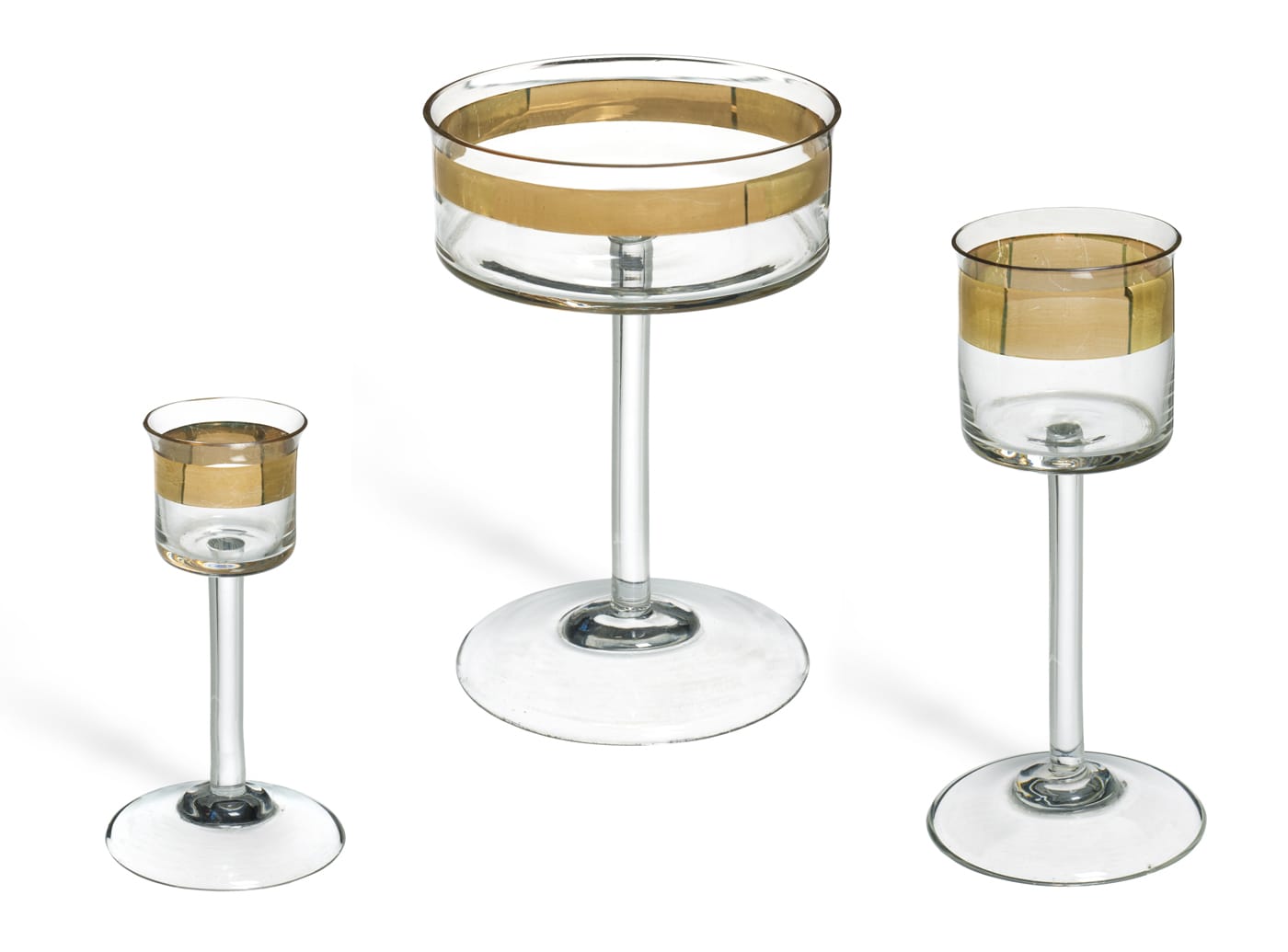 Peter Behrens, “Three Drinking Glasses from the Wertheim Set” (ca 1902), blown glass (© Musée des Arts Décoratifs, Paris, Jean Tholance)