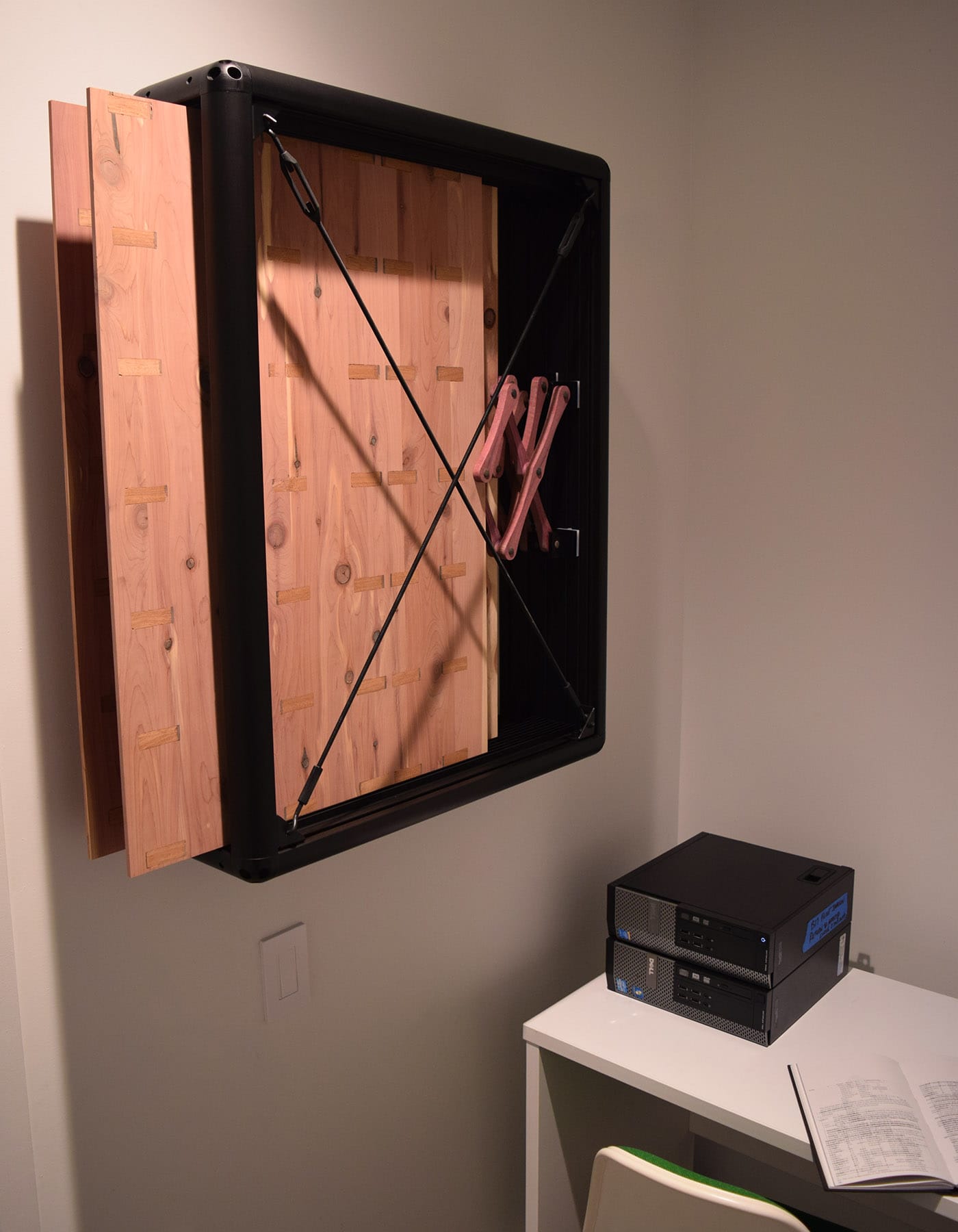 Aaron Flint Jamison, "Footer/Content Chassis/This Pull Request" (2017), an installation in a Whitney conference room