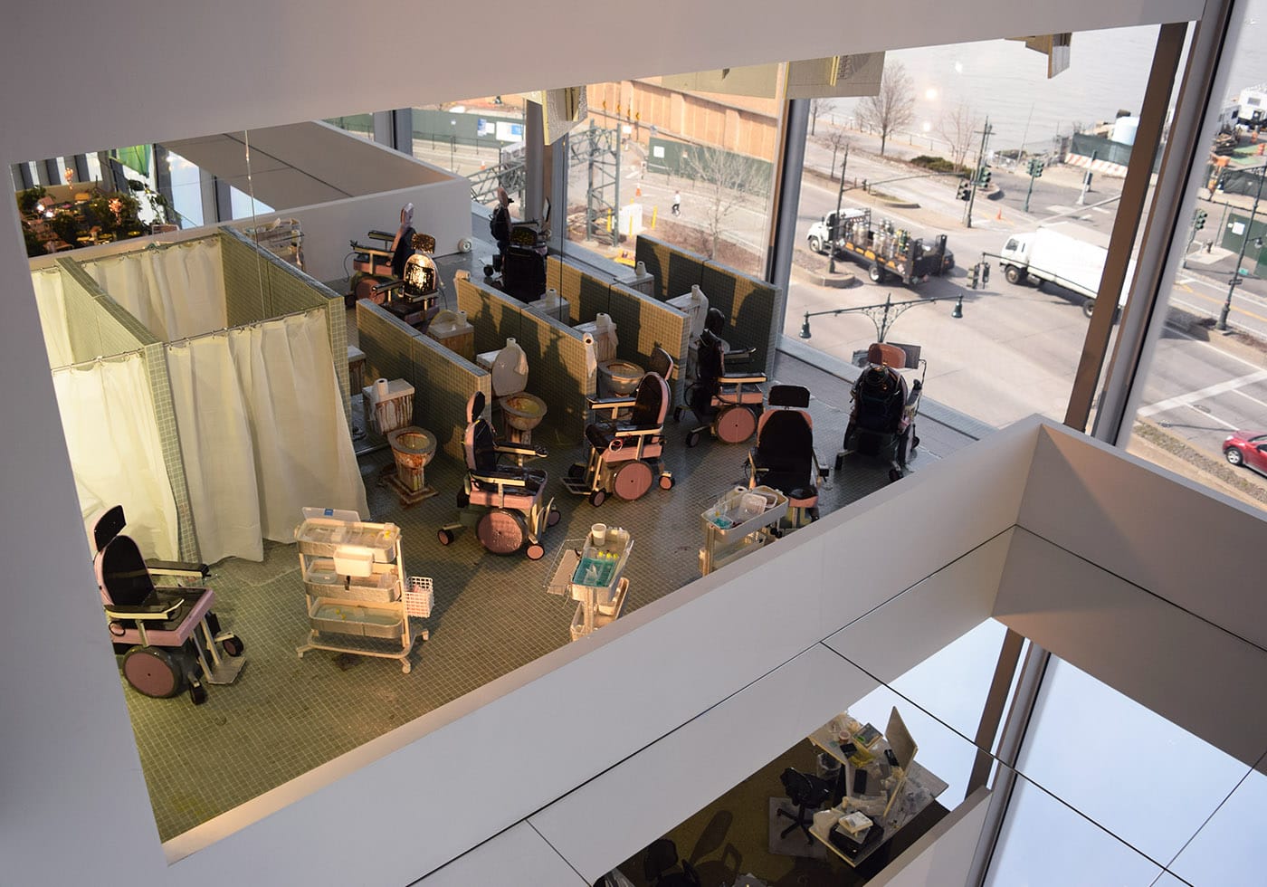 Partial view of Samara Golden's installation "The Meat Grinder's Iron Clothes" (2017)