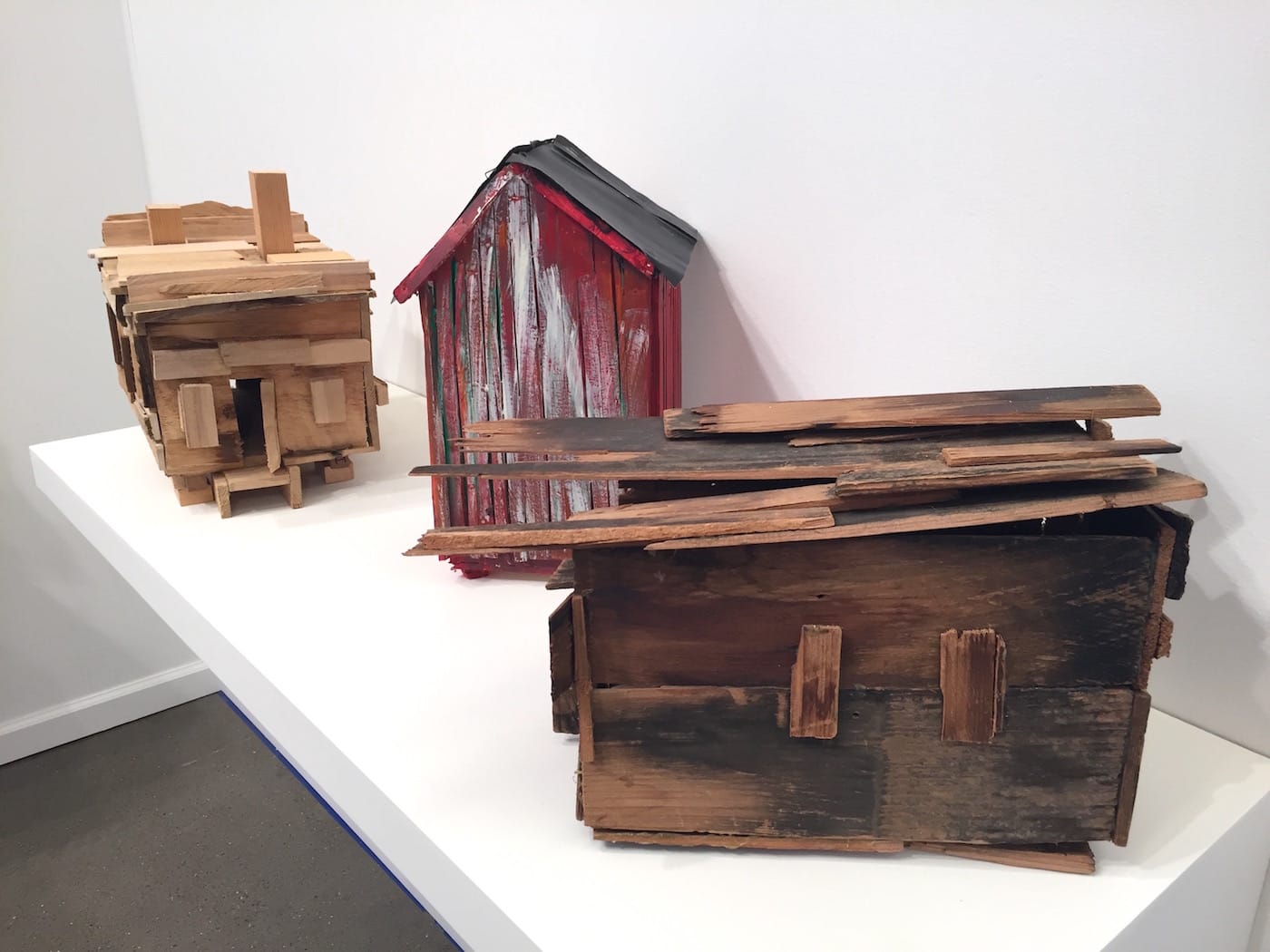 Beverly Buchanan's models of shacks in the Andrew Edlin Gallery booth