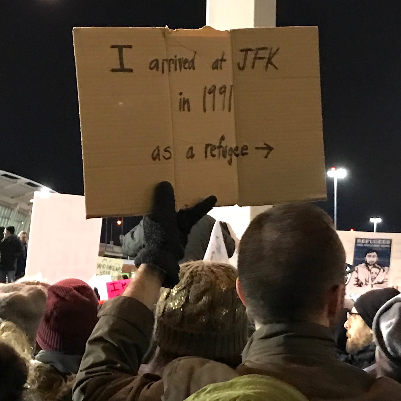 Protesters at New York's JFK Airport following the passage of President Trump's first travel ban