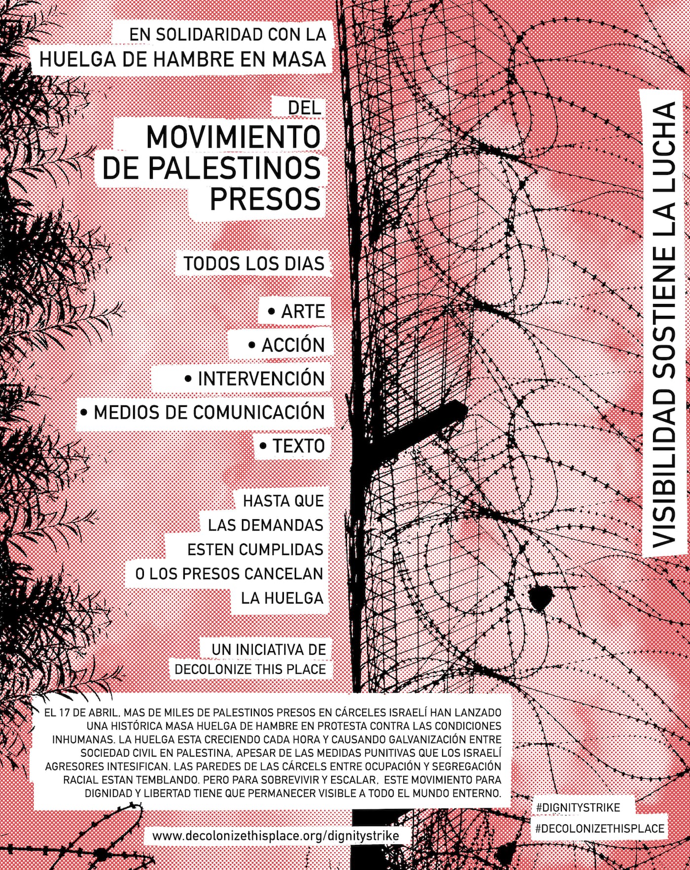 Dignity Strike poster in Spanish (by and courtesy Decolonize This Place)